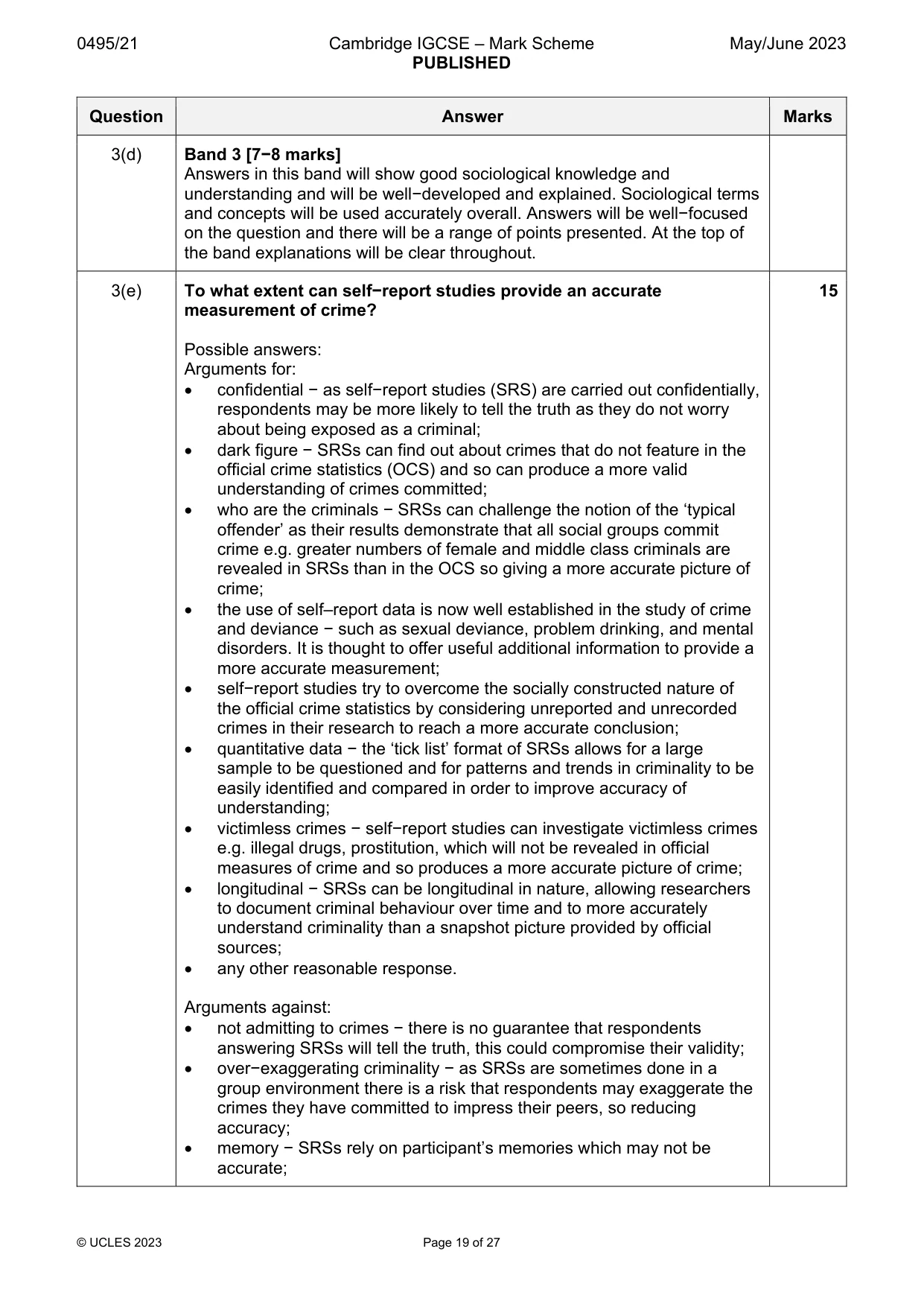 Mark scheme, page 19 of 27