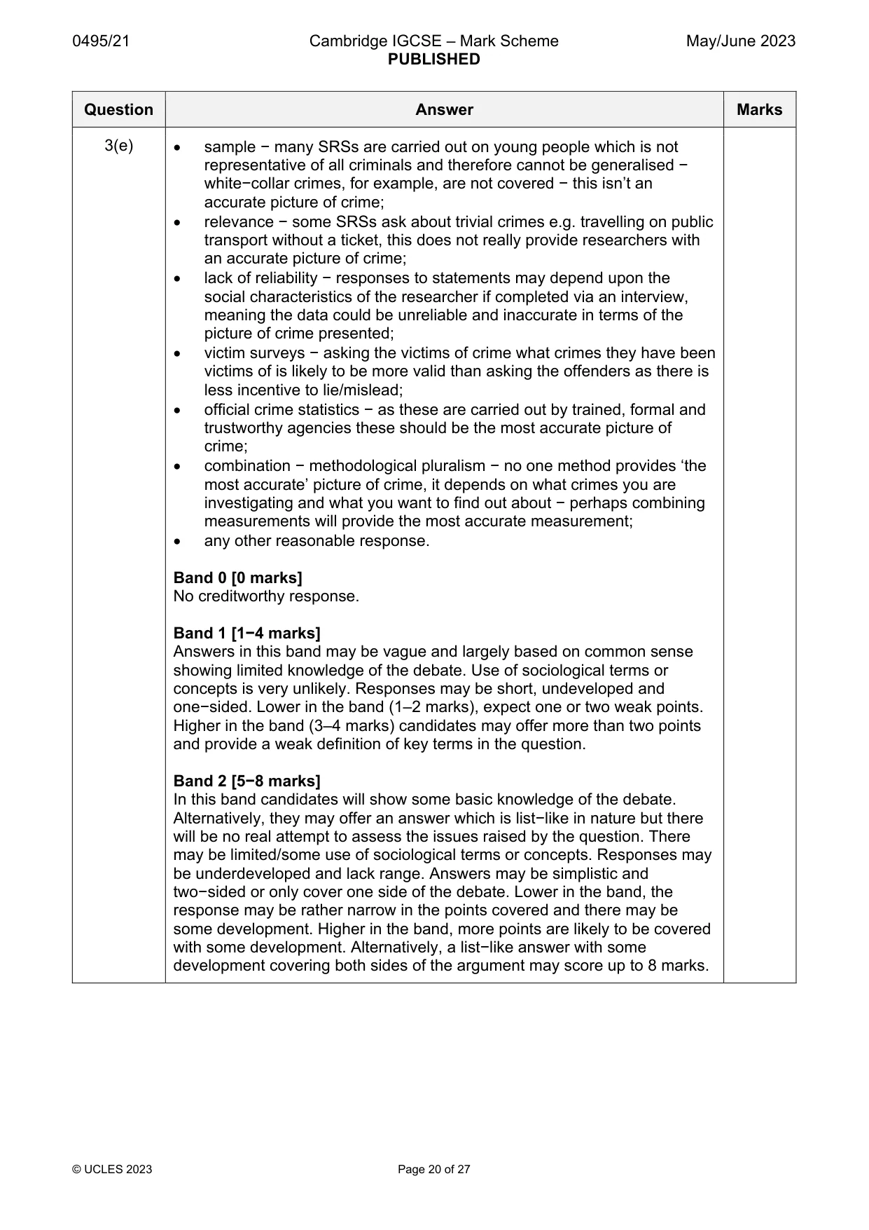 Mark scheme, page 20 of 27