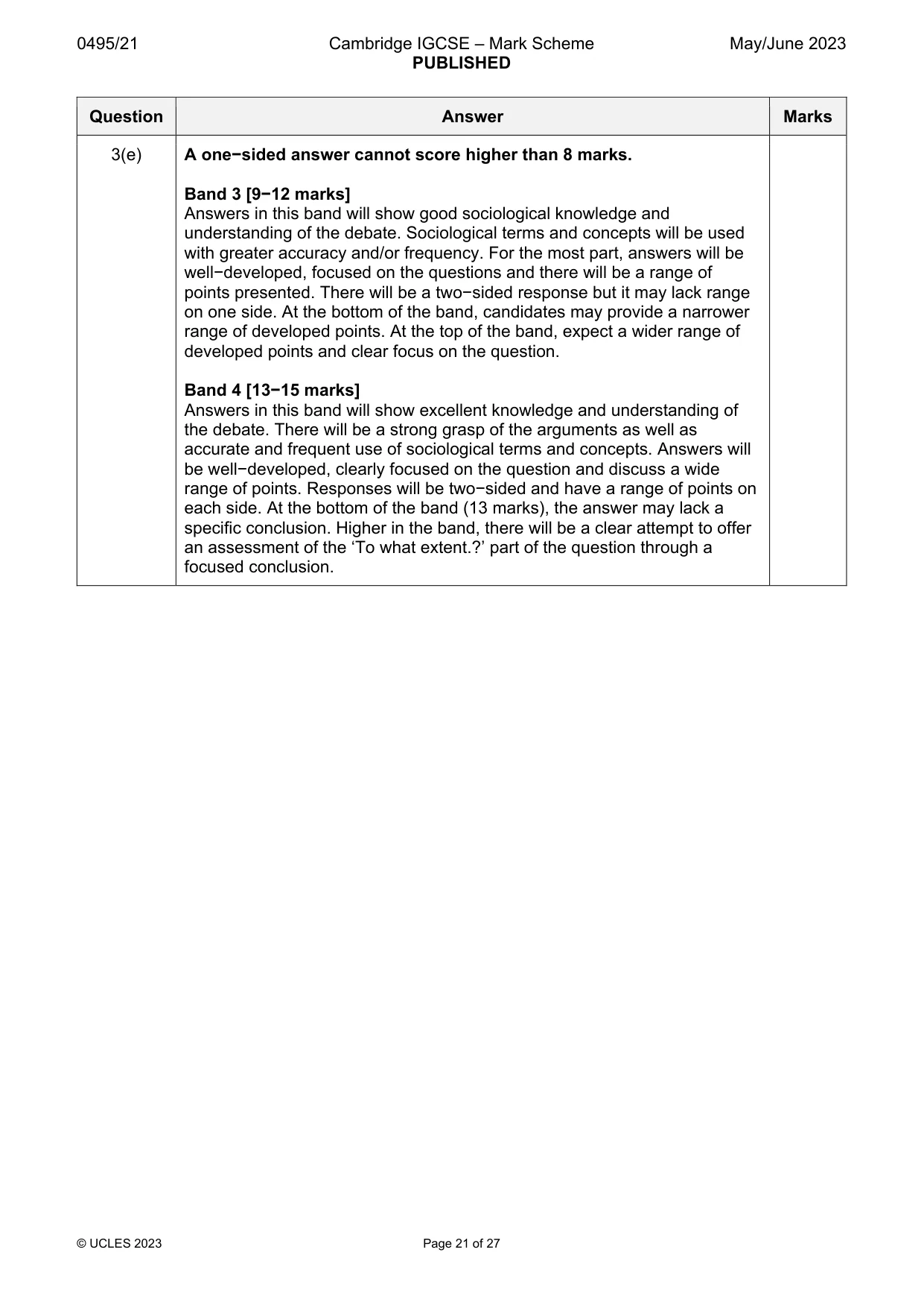 Mark scheme, page 21 of 27