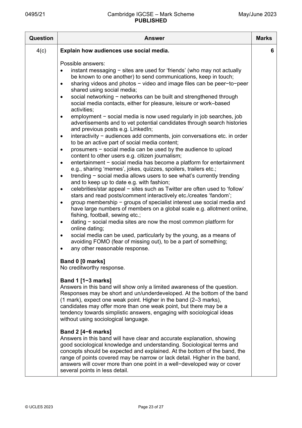 Mark scheme, page 23 of 27