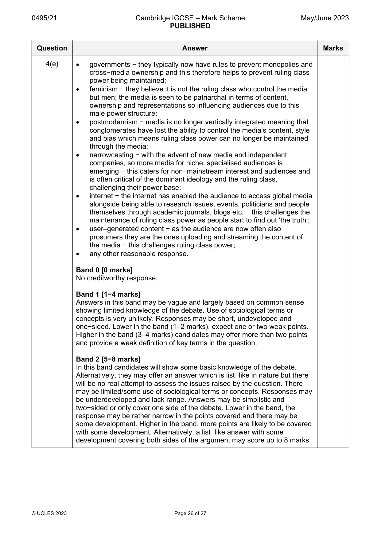 Mark scheme, page 26 of 27