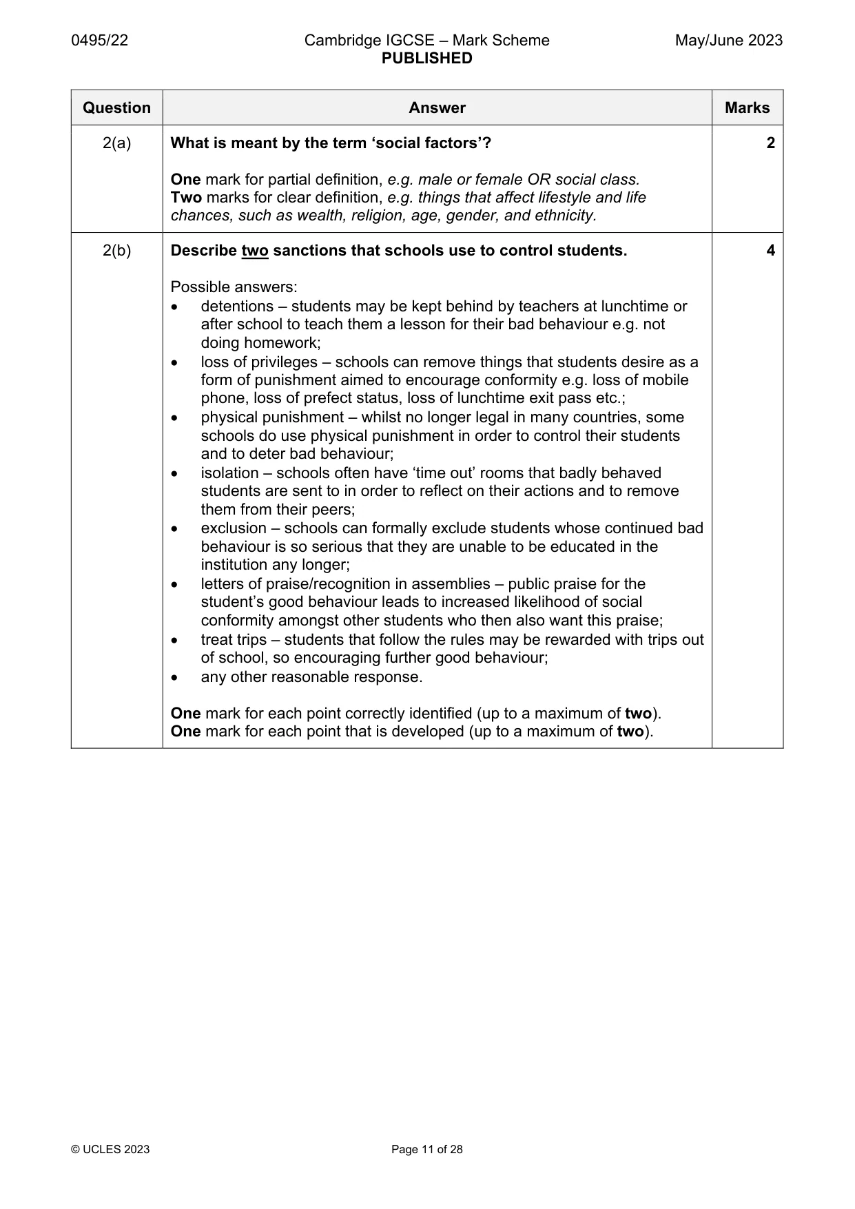 Mark scheme, page 11 of 28