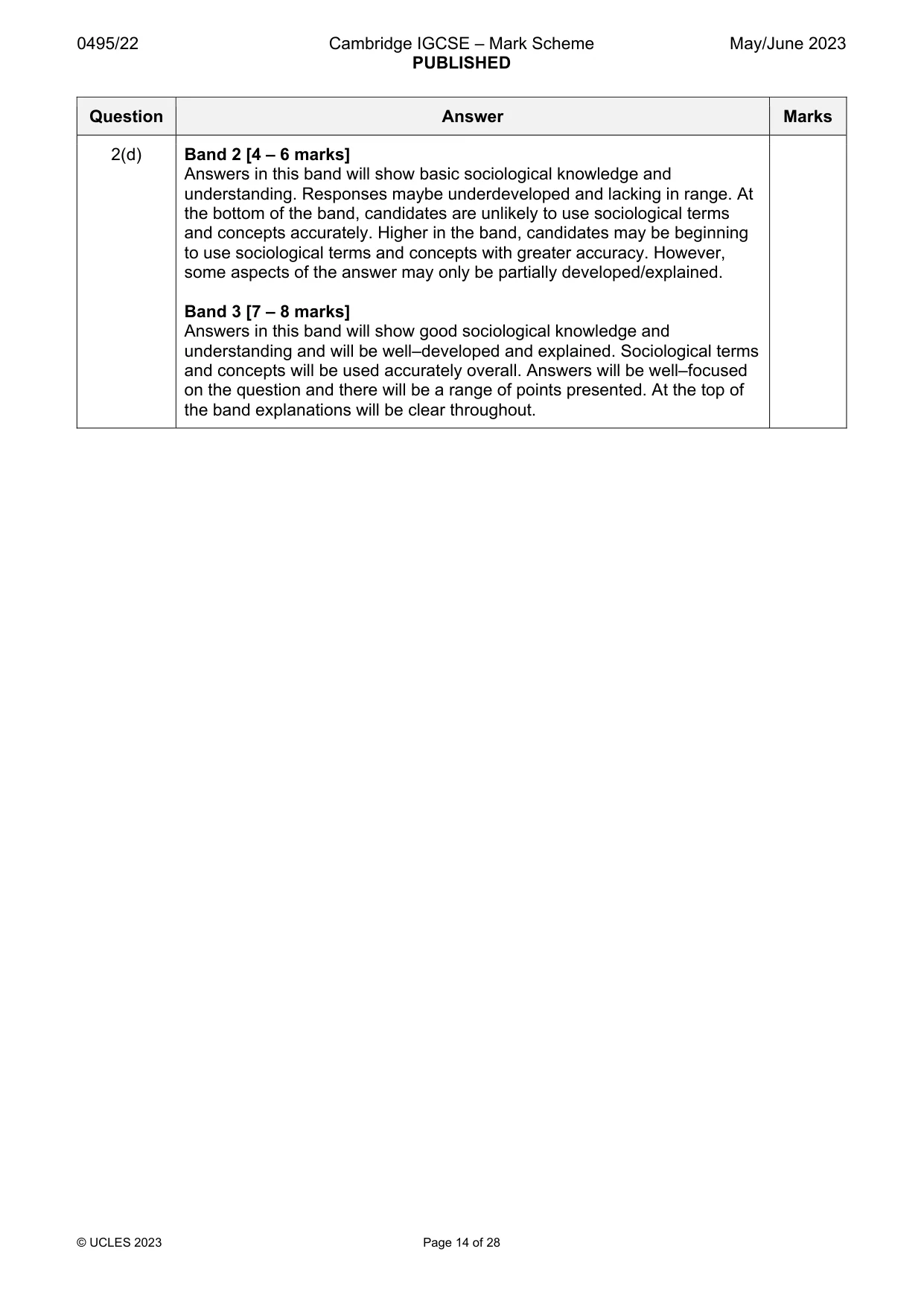 Mark scheme, page 14 of 28
