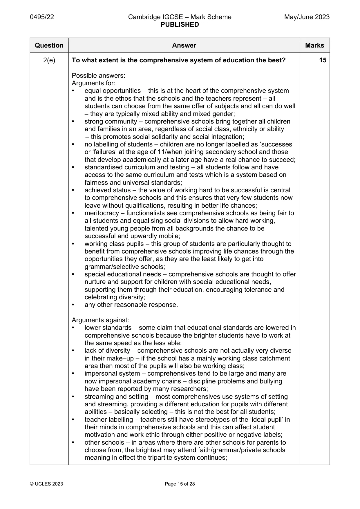 Mark scheme, page 15 of 28