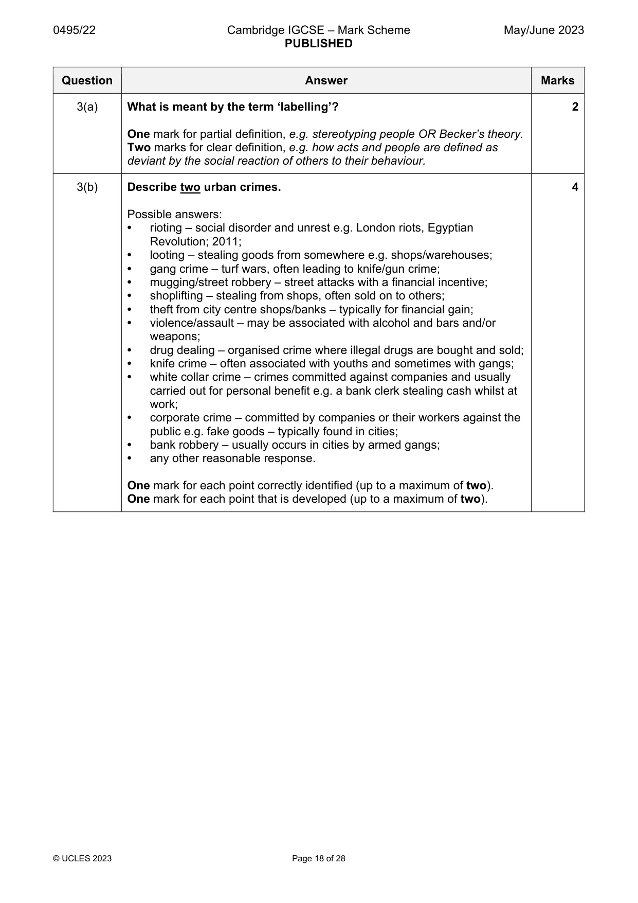 Mark scheme, page 18 of 28