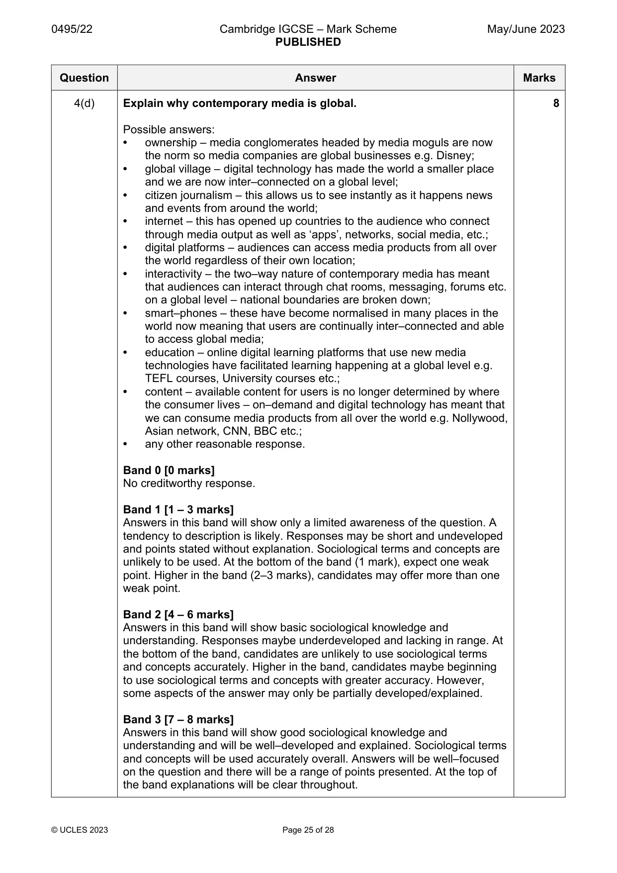 Mark scheme, page 25 of 28