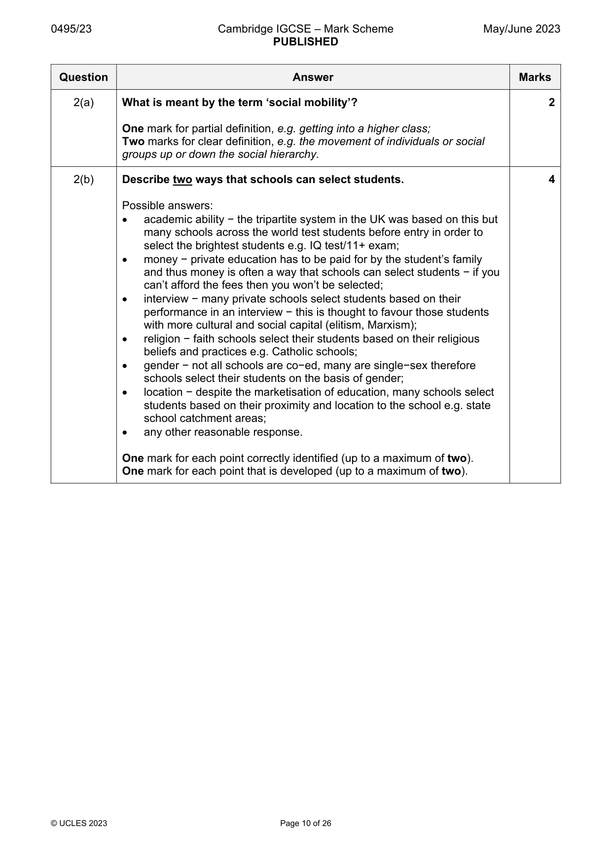 Mark scheme, page 10 of 26