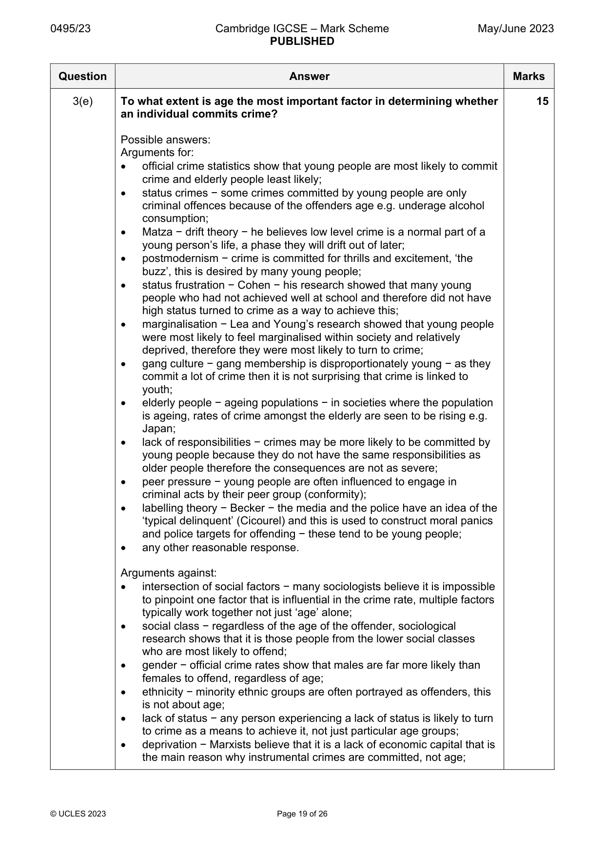 Mark scheme, page 19 of 26