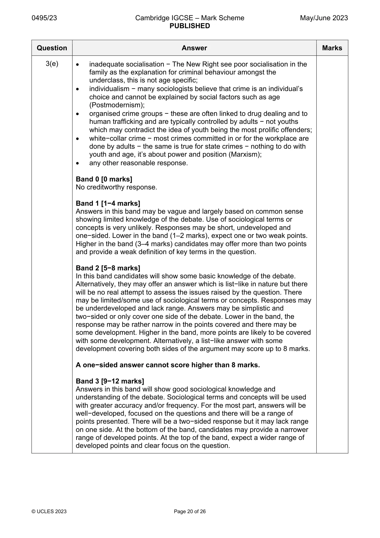 Mark scheme, page 20 of 26