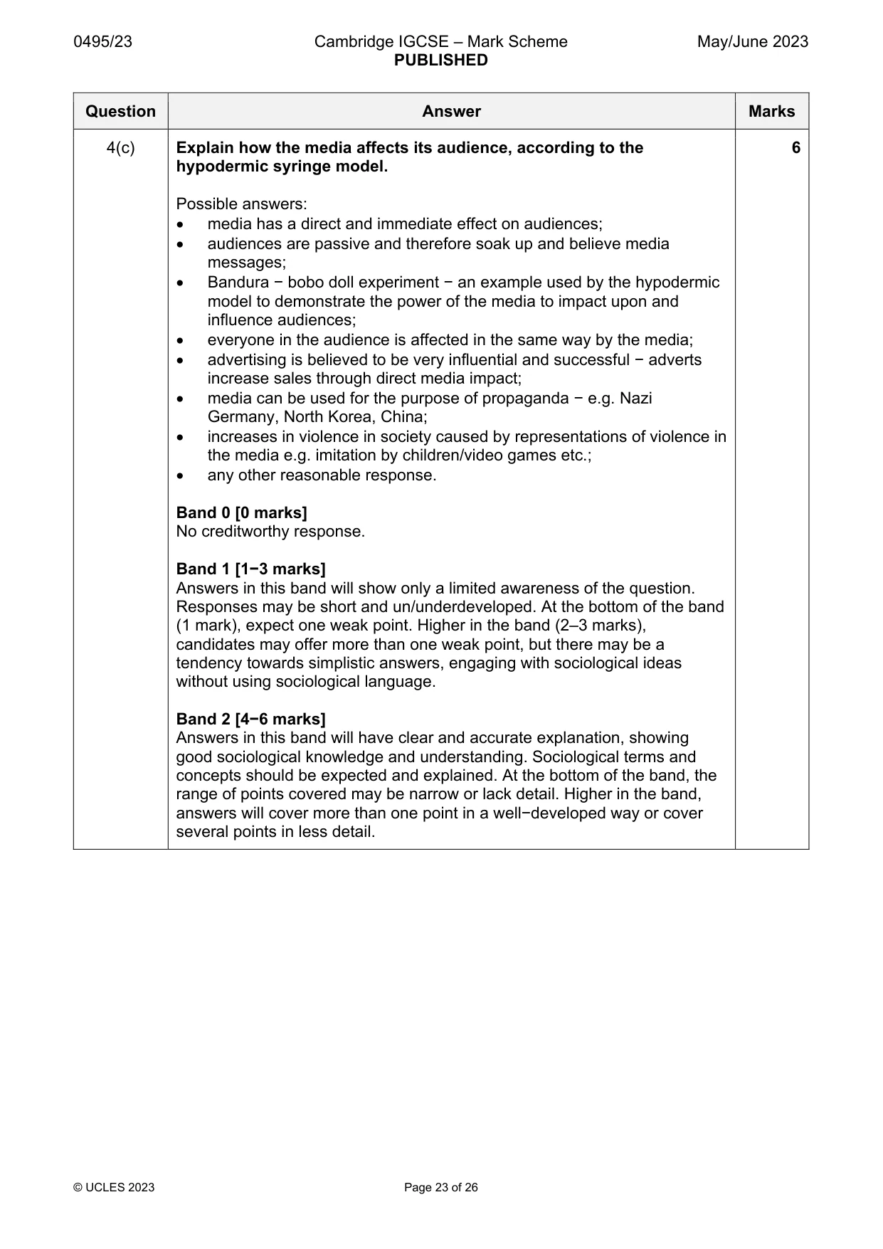 Mark scheme, page 23 of 26