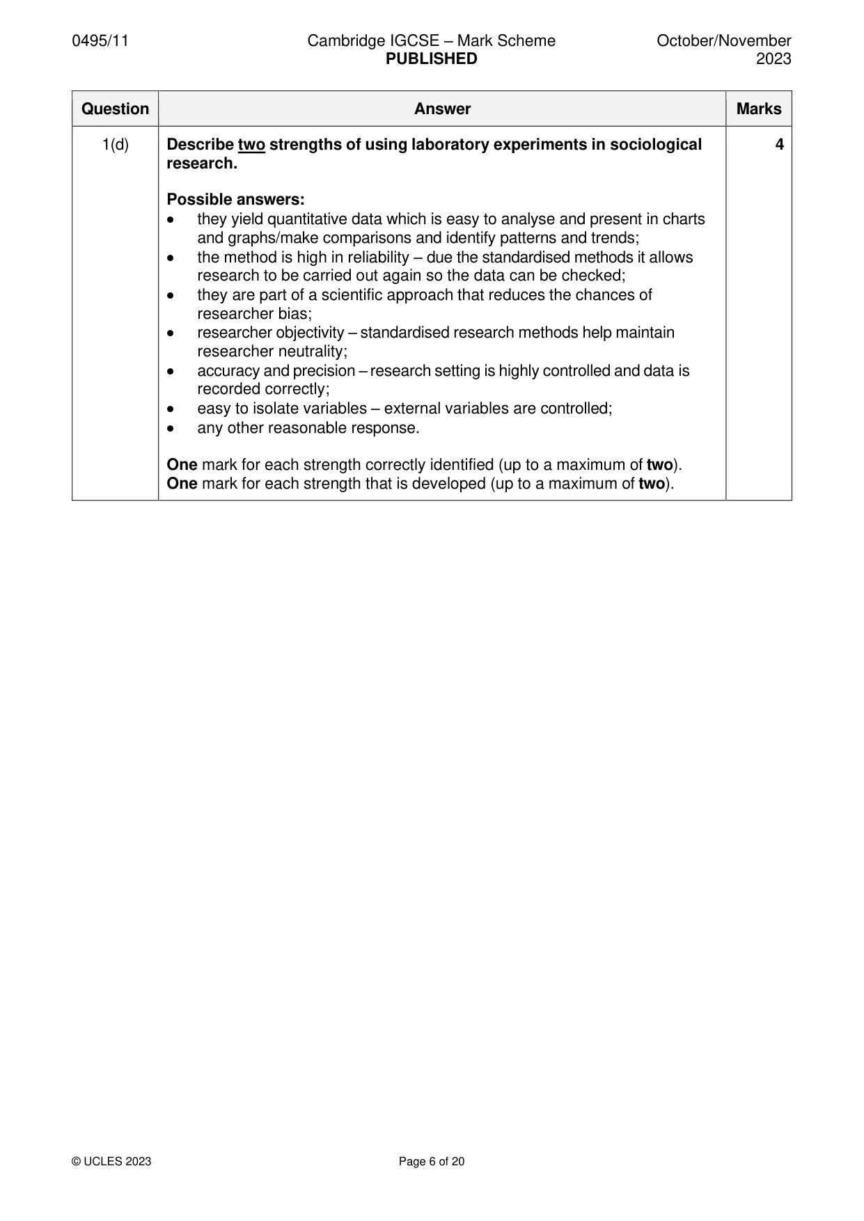 Mark scheme, page 6 of 20