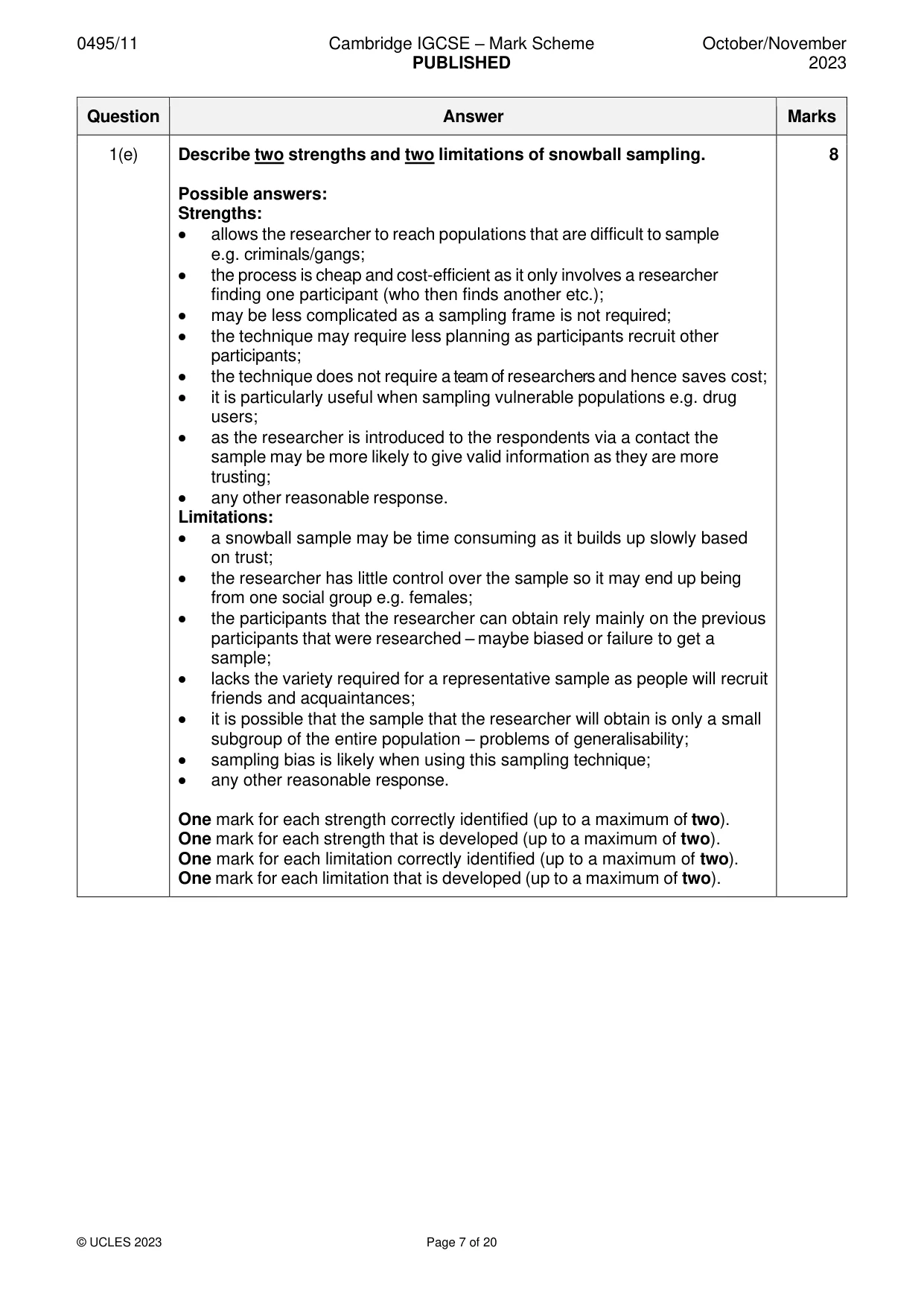 Mark scheme, page 7 of 20