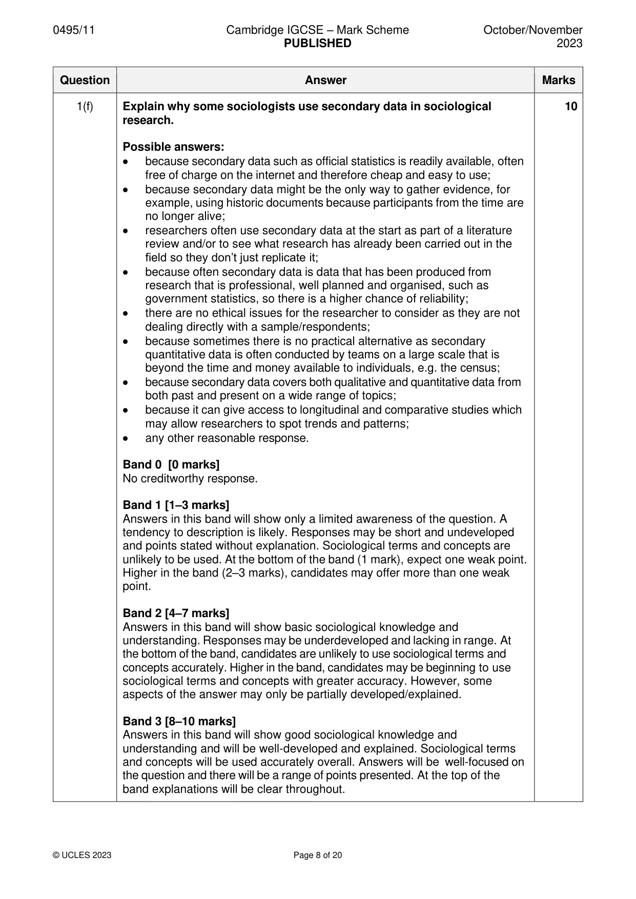 Mark scheme, page 8 of 20