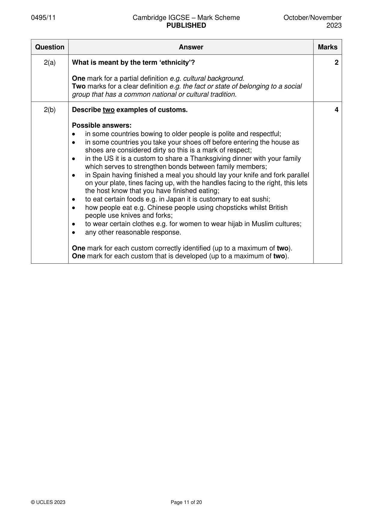 Mark scheme, page 11 of 20