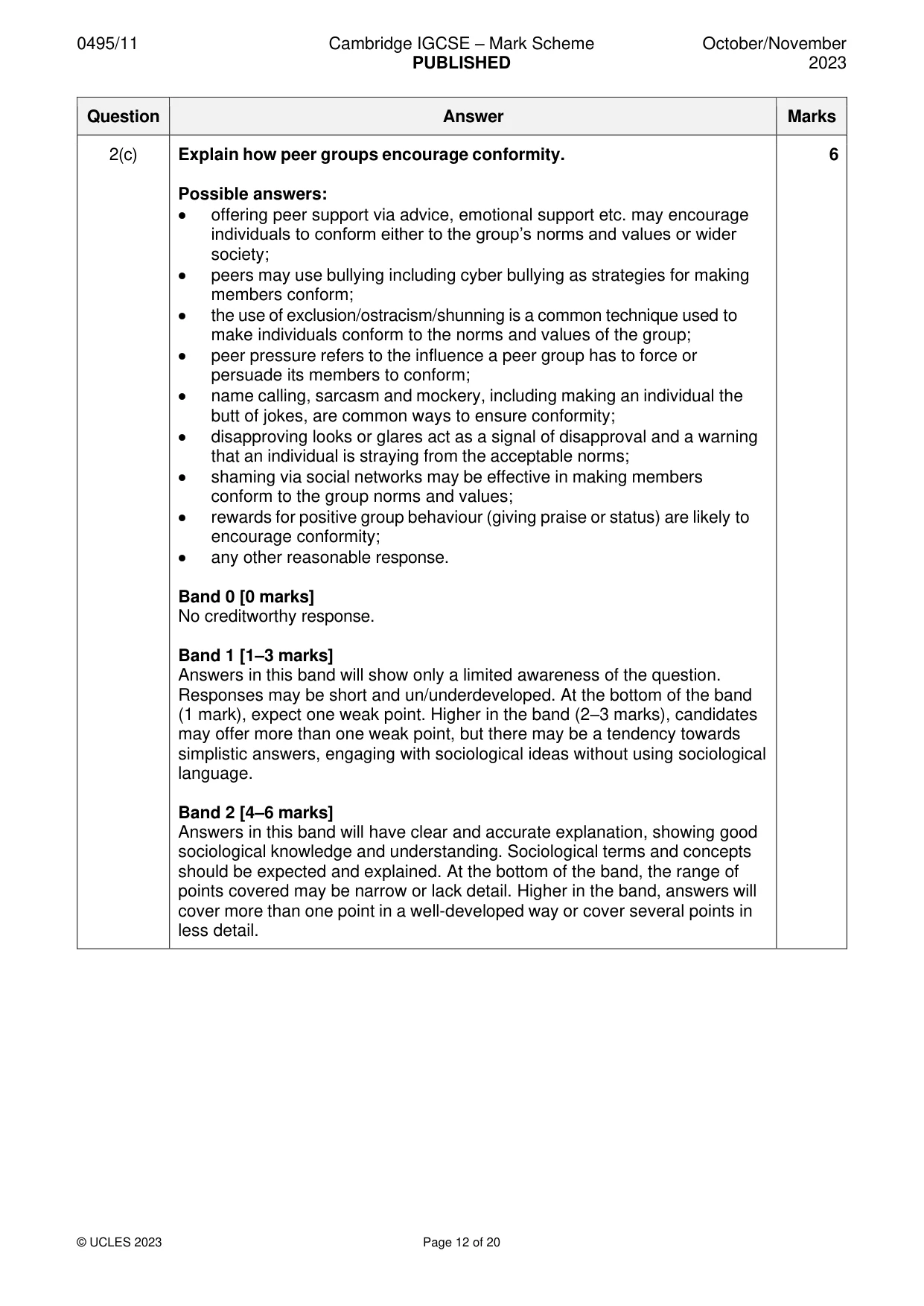 Mark scheme, page 12 of 20
