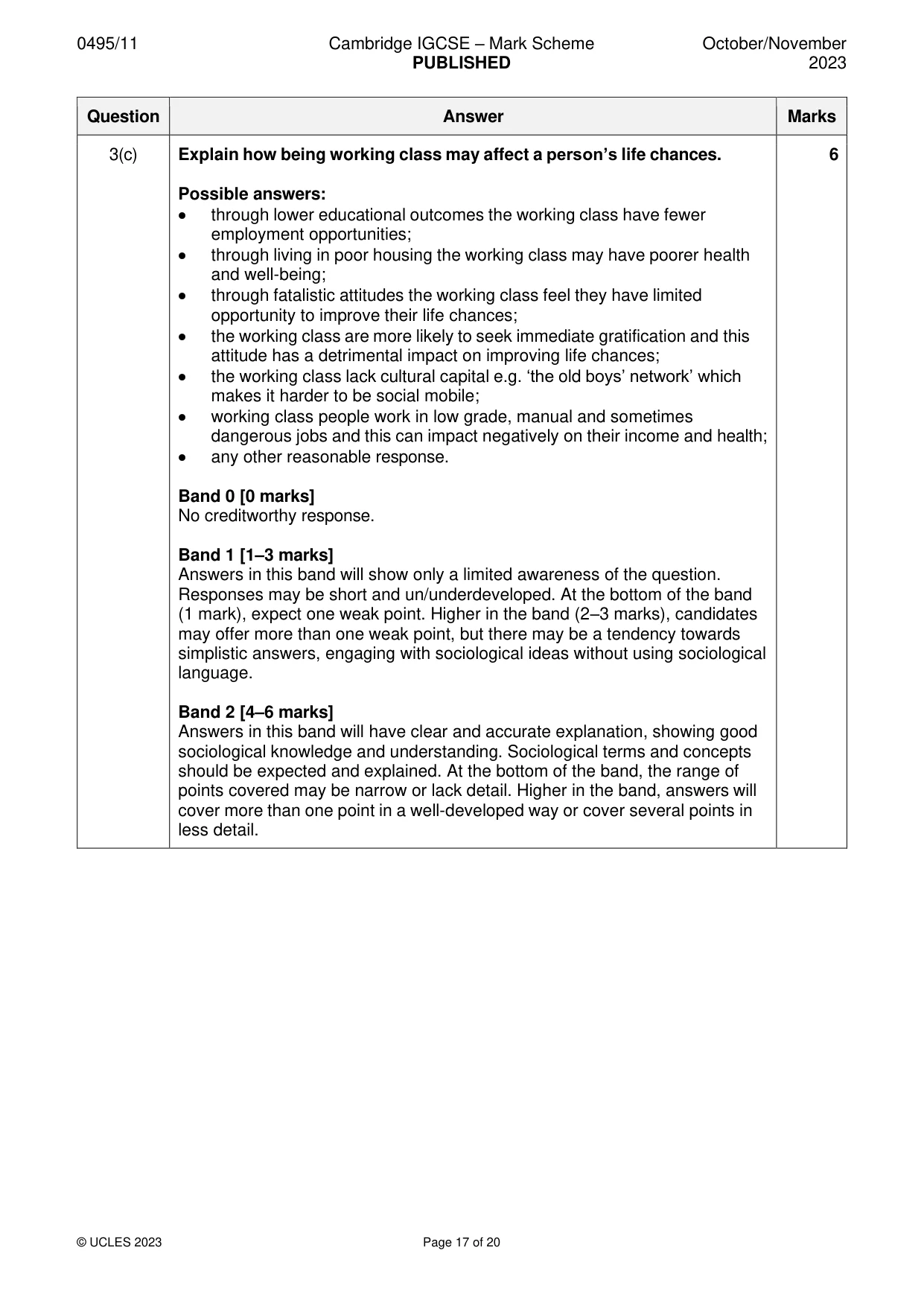 Mark scheme, page 17 of 20