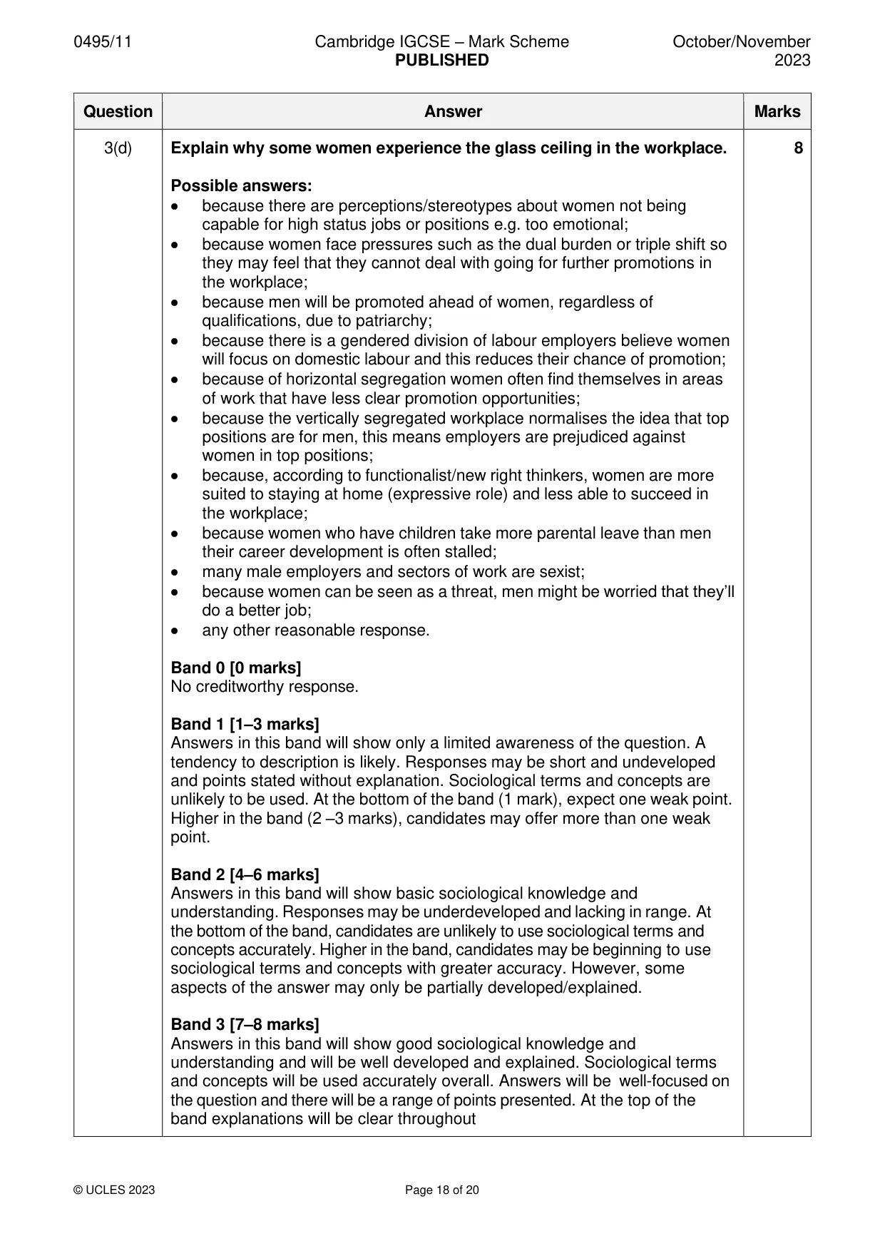 Mark scheme, page 18 of 20