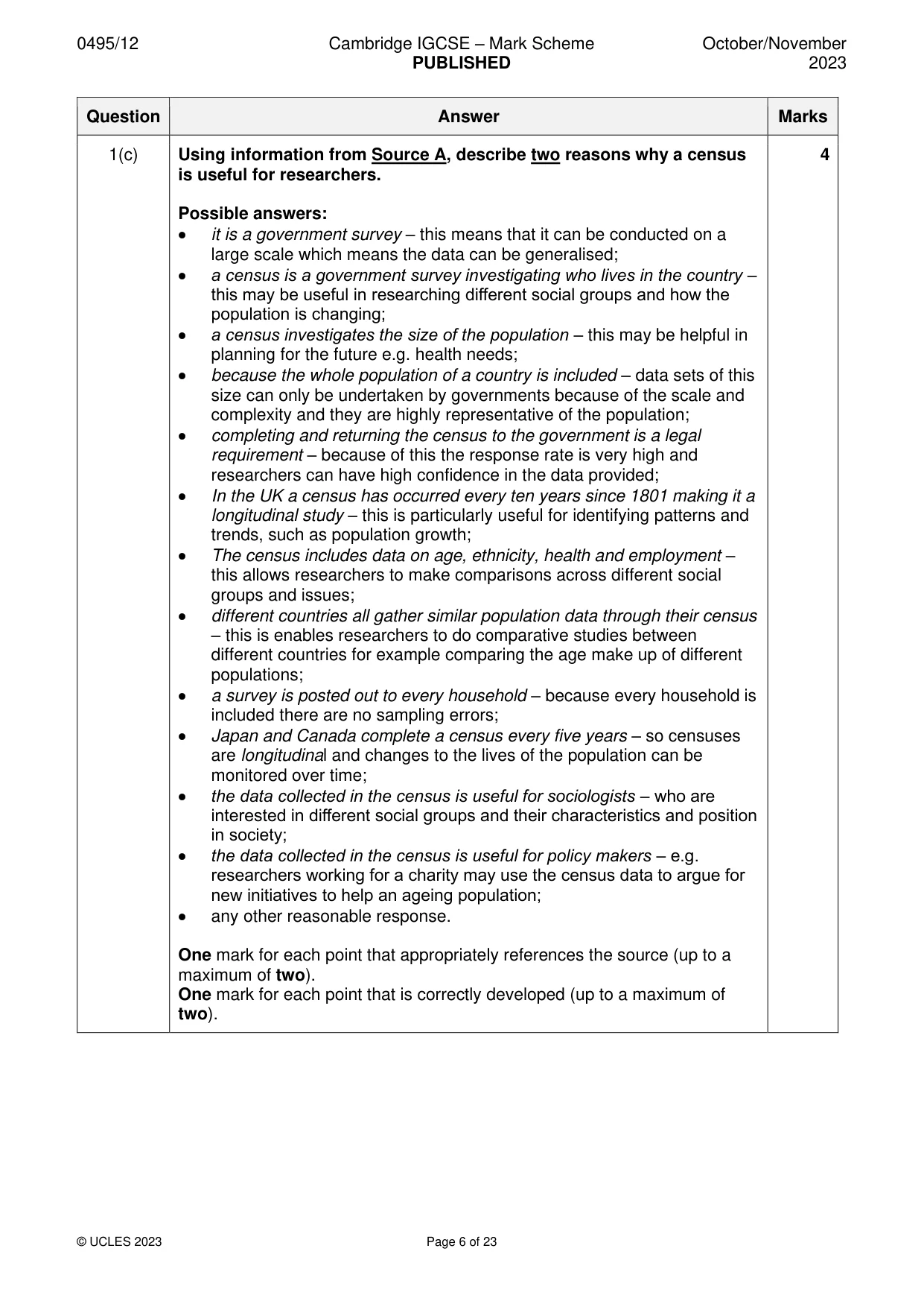 Mark scheme, page 6 of 23