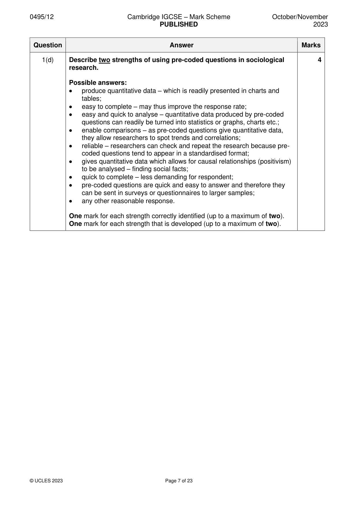 Mark scheme, page 7 of 23