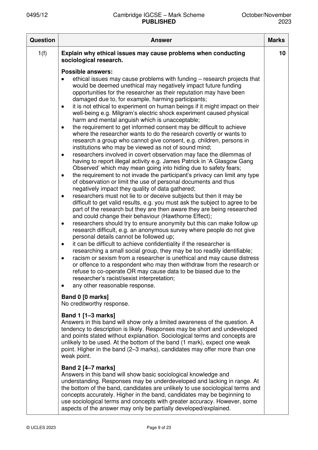 Mark scheme, page 9 of 23