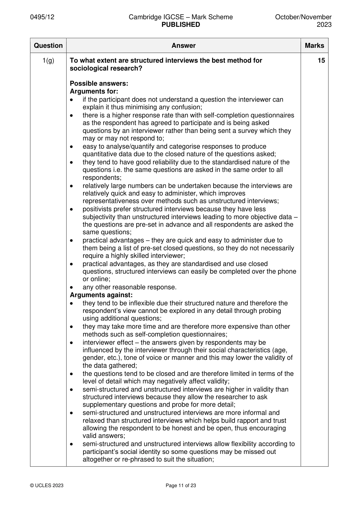 Mark scheme, page 11 of 23