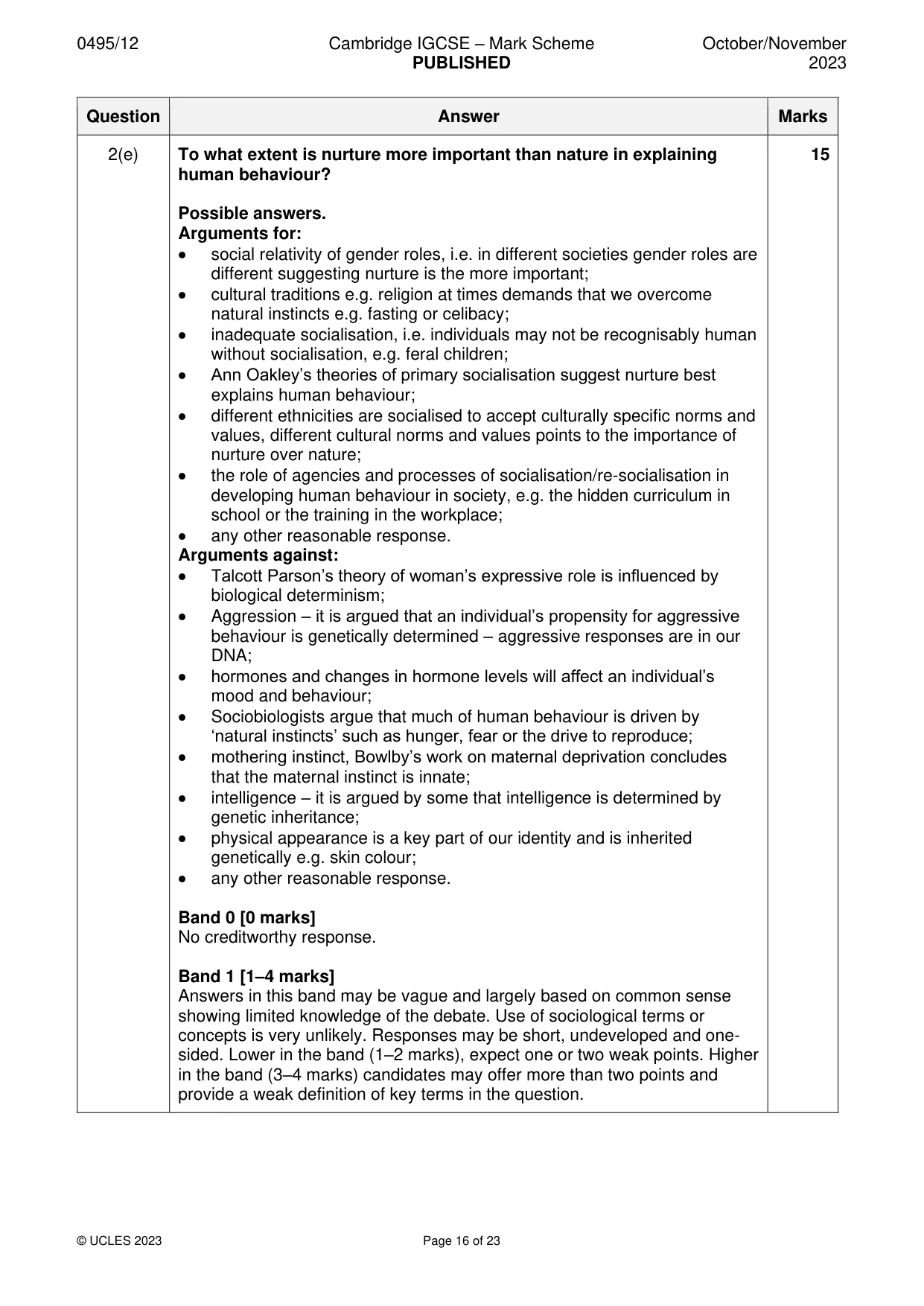 Mark scheme, page 16 of 23