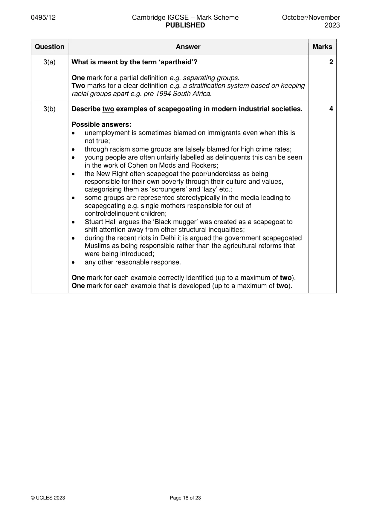 Mark scheme, page 18 of 23