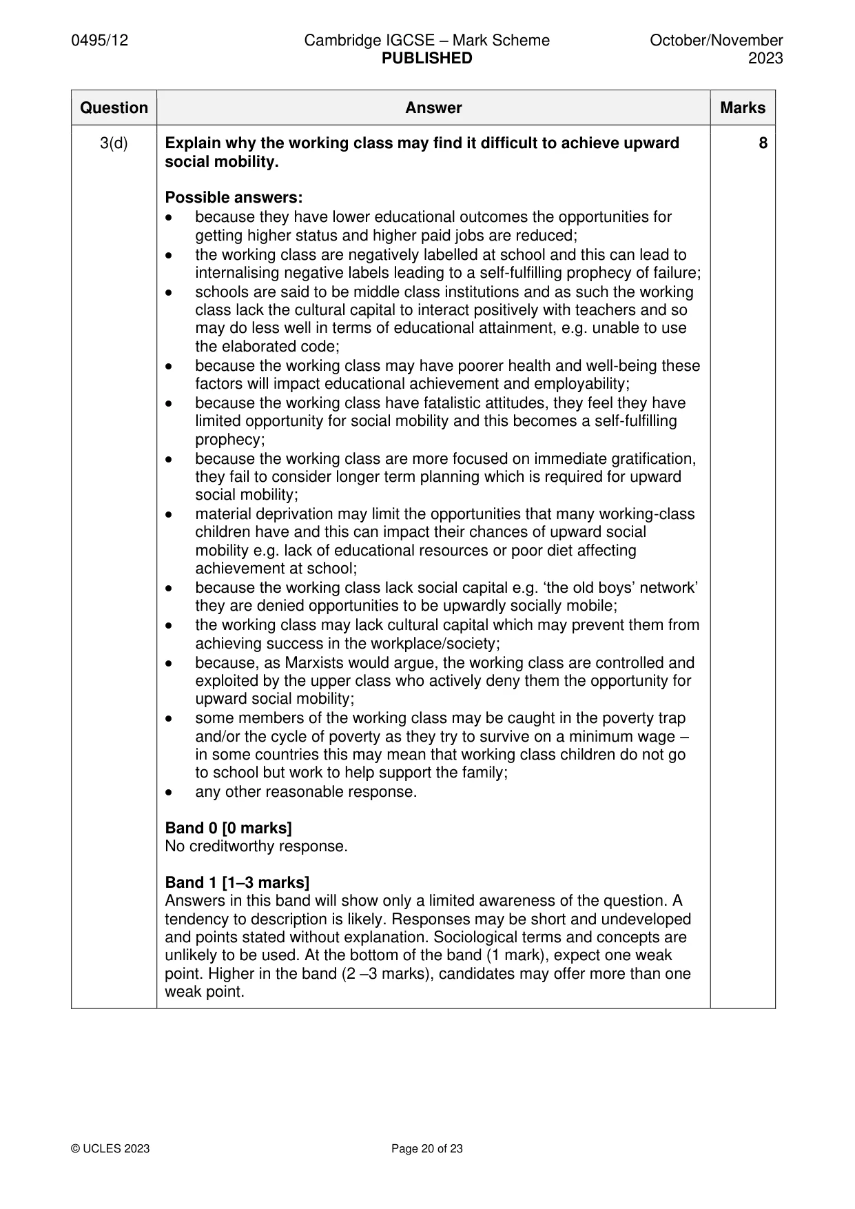 Mark scheme, page 20 of 23