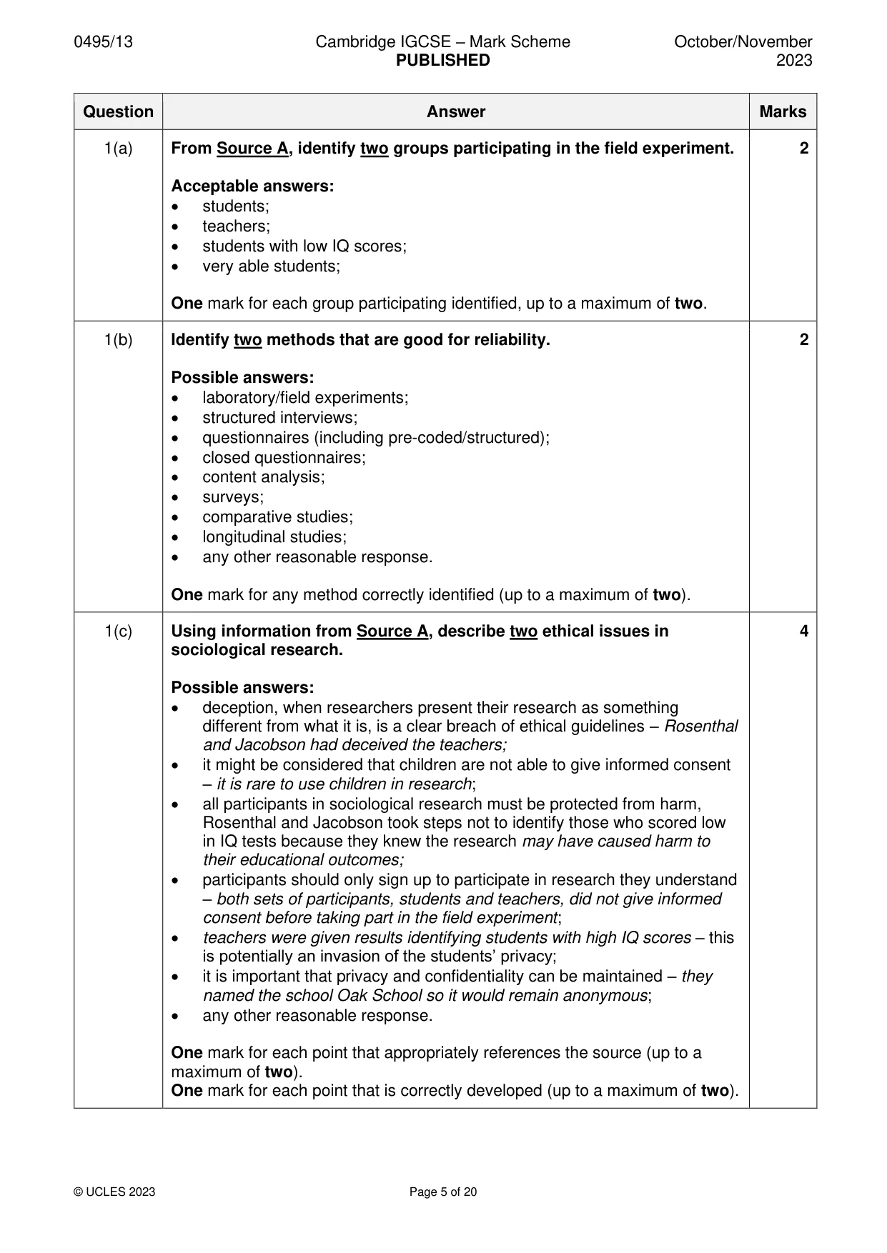 Mark scheme, page 5 of 20