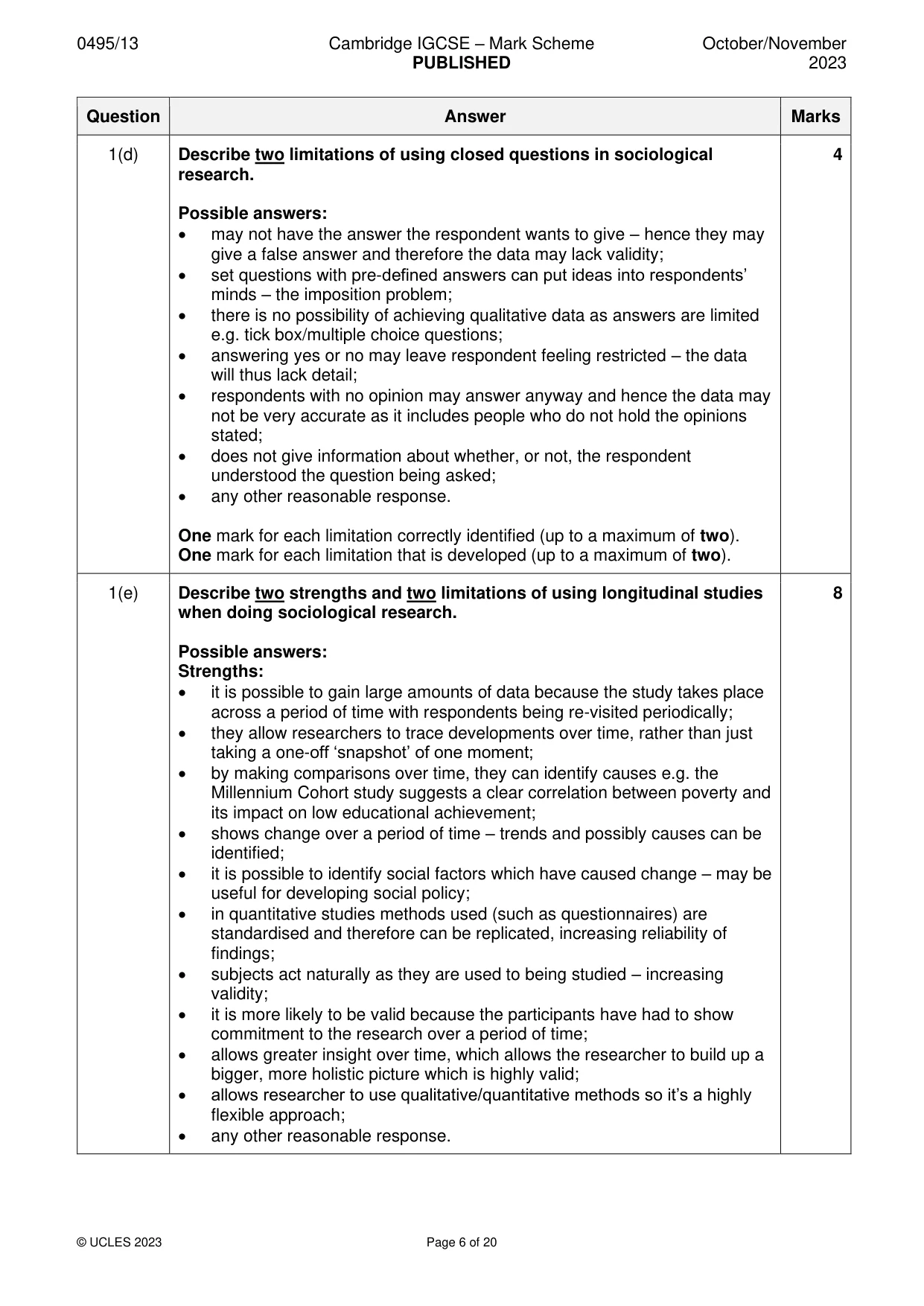 Mark scheme, page 6 of 20