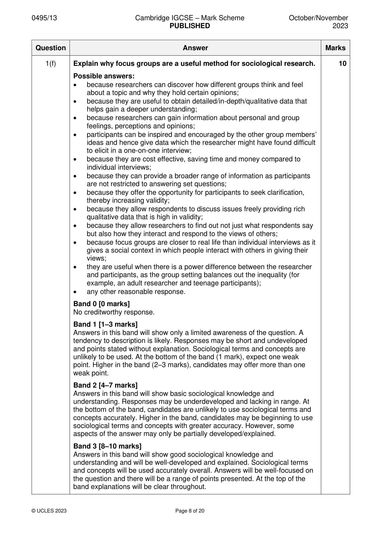 Mark scheme, page 8 of 20