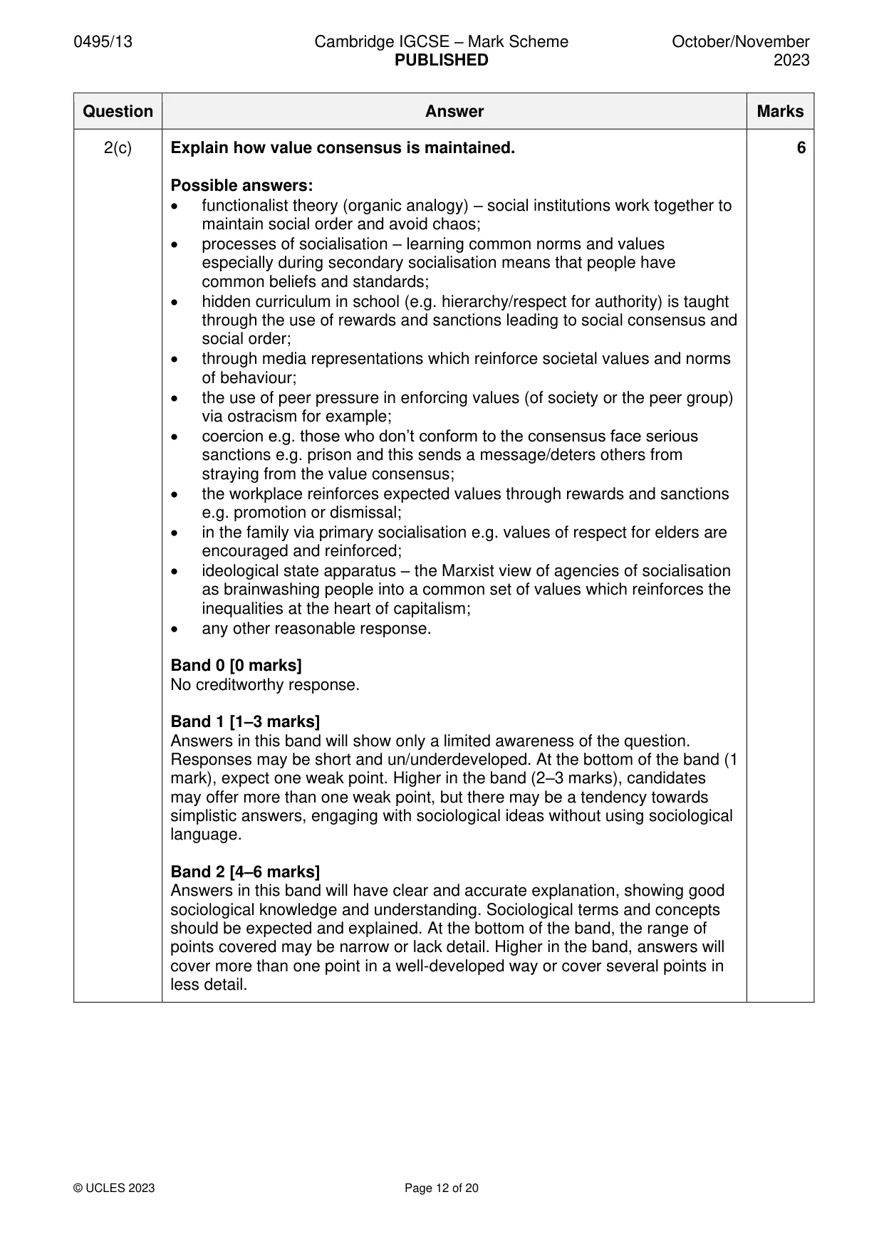 Mark scheme, page 12 of 20