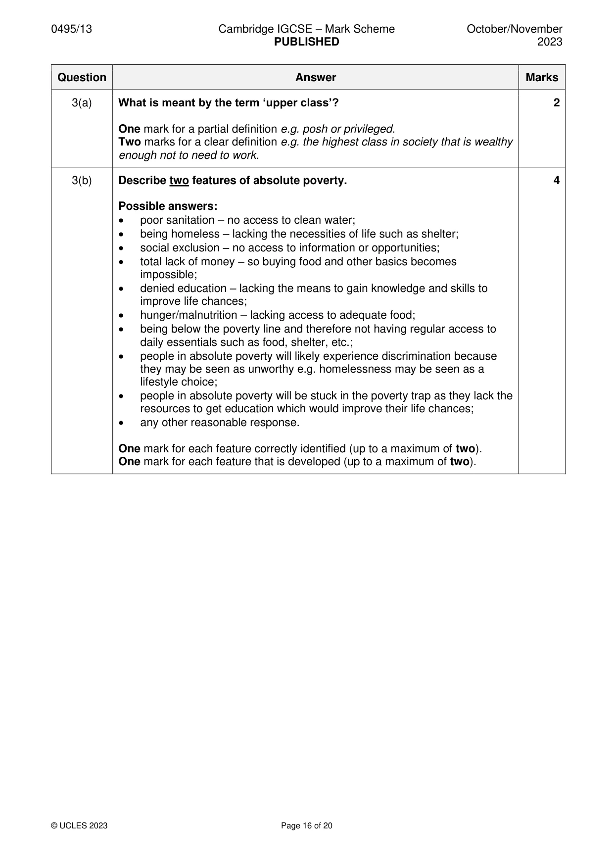 Mark scheme, page 16 of 20
