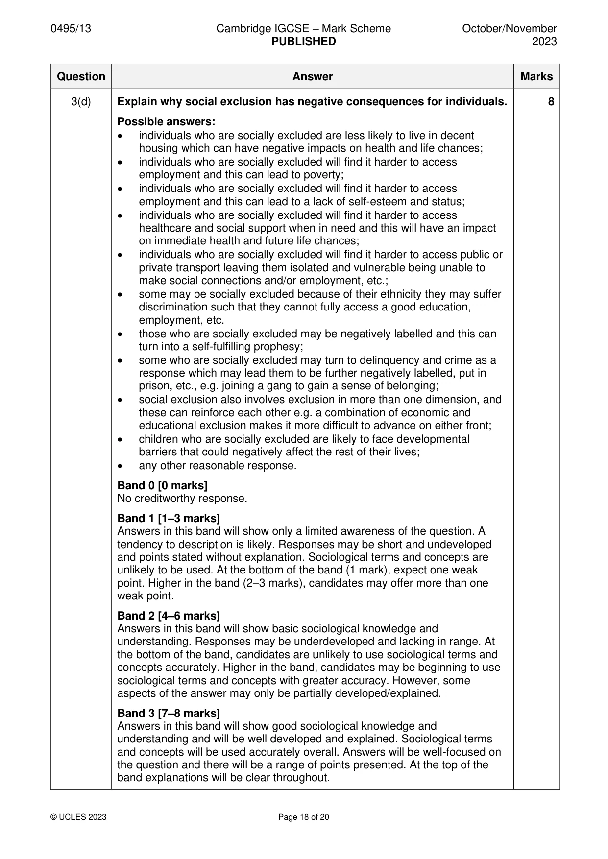 Mark scheme, page 18 of 20