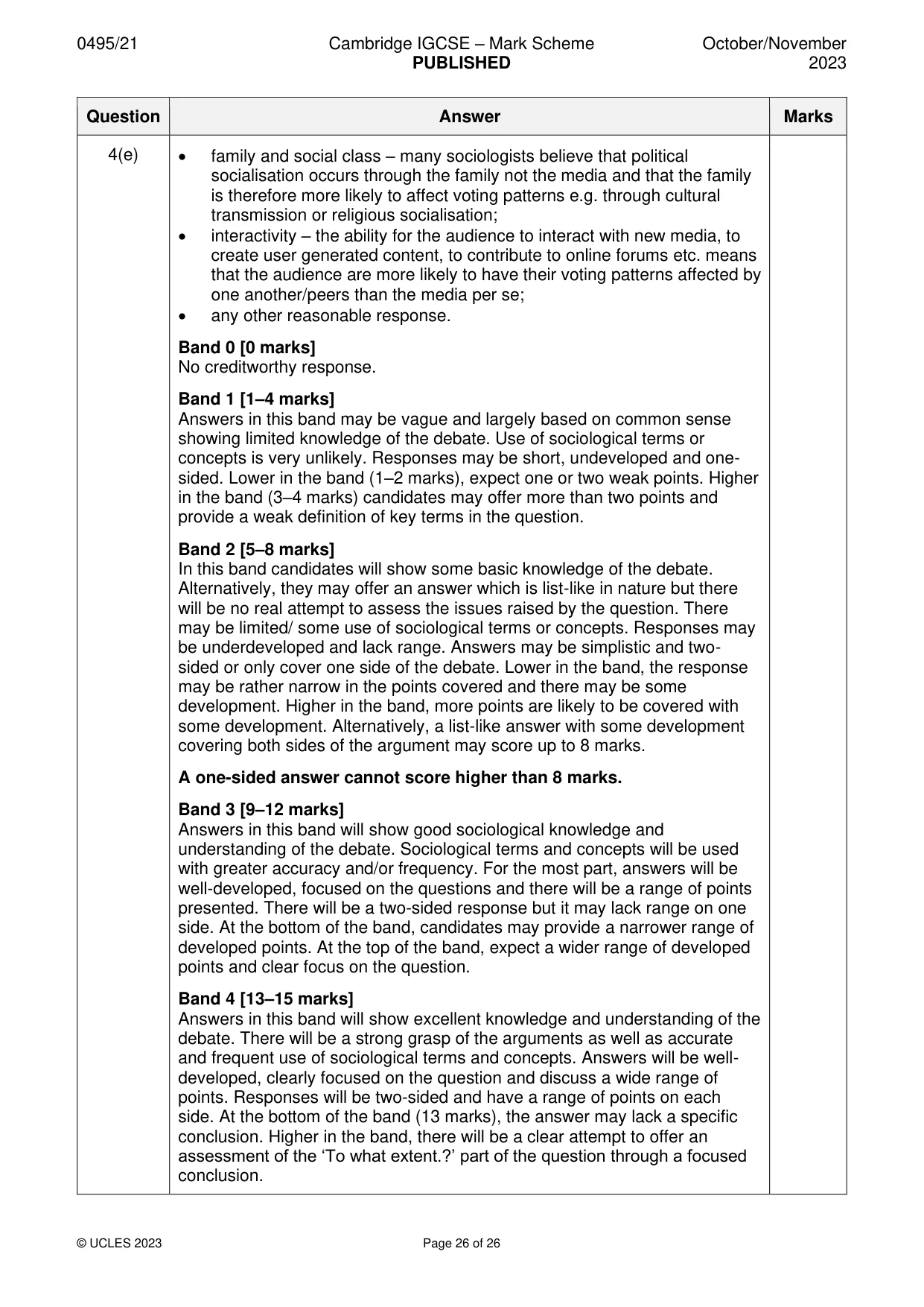 Mark scheme, page 26 of 26