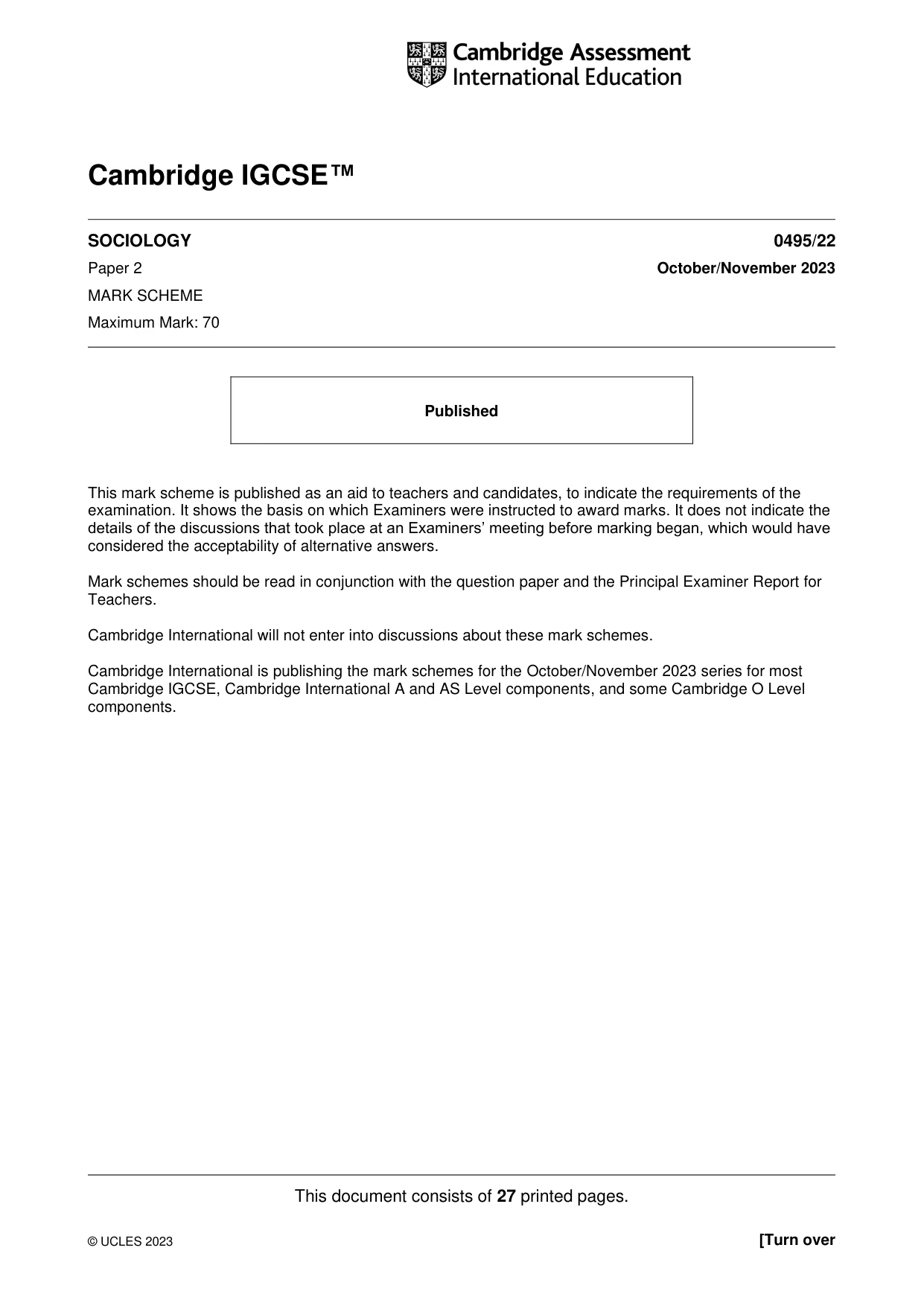 Mark scheme, page 1 of 27