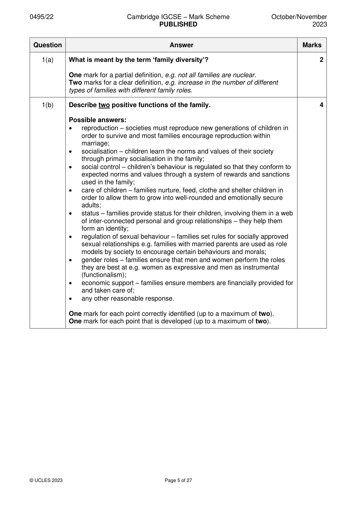 Mark scheme, page 5 of 27