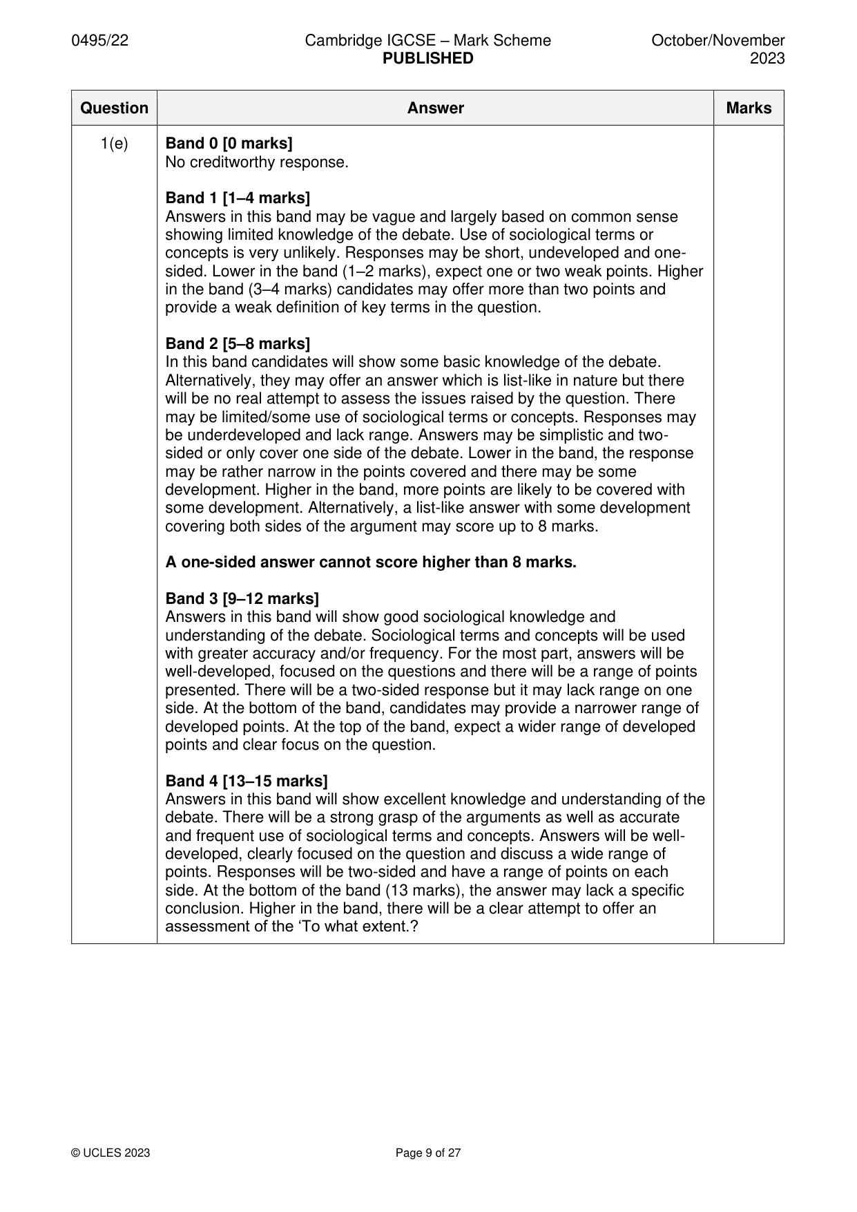 Mark scheme, page 9 of 27
