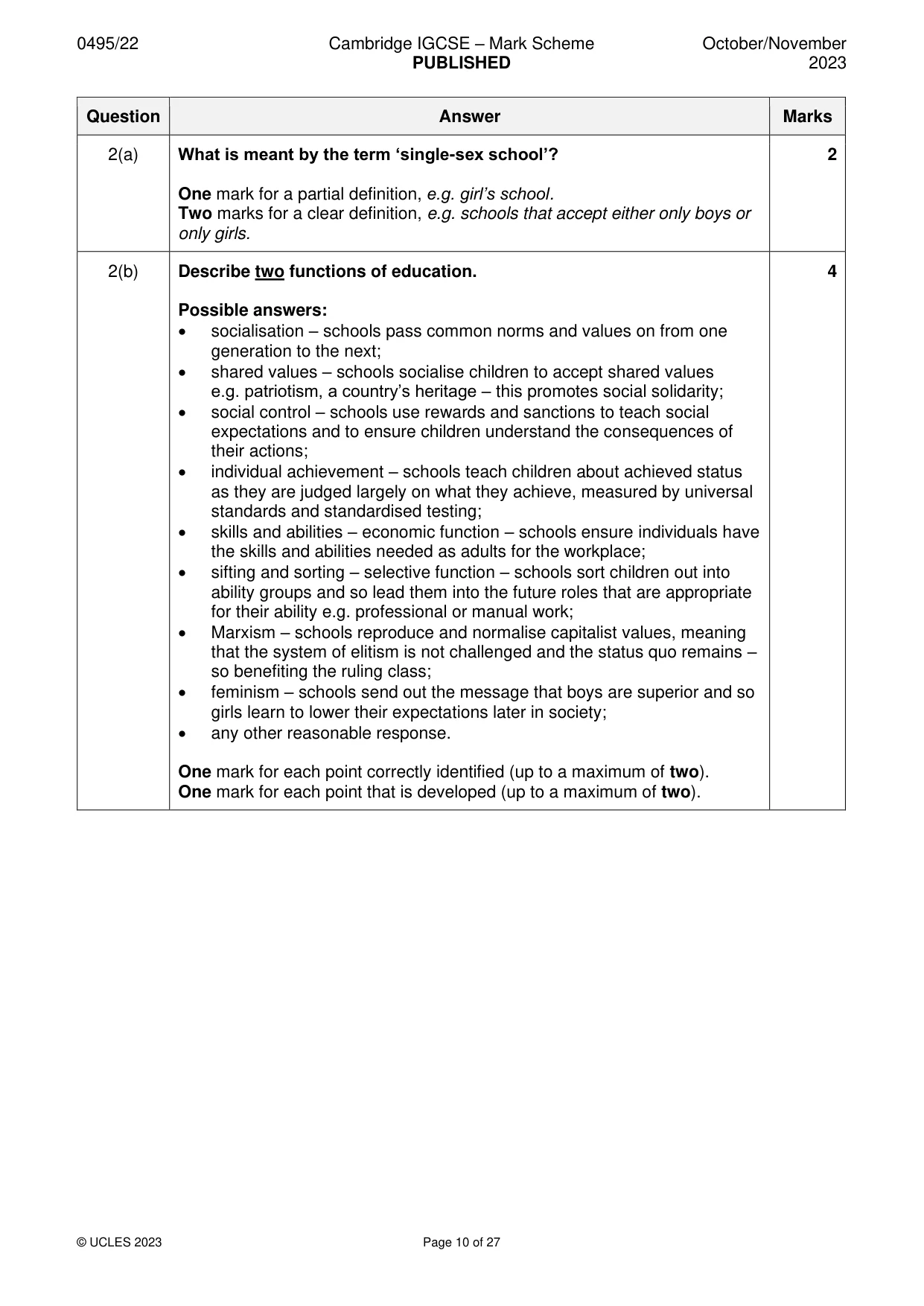 Mark scheme, page 10 of 27