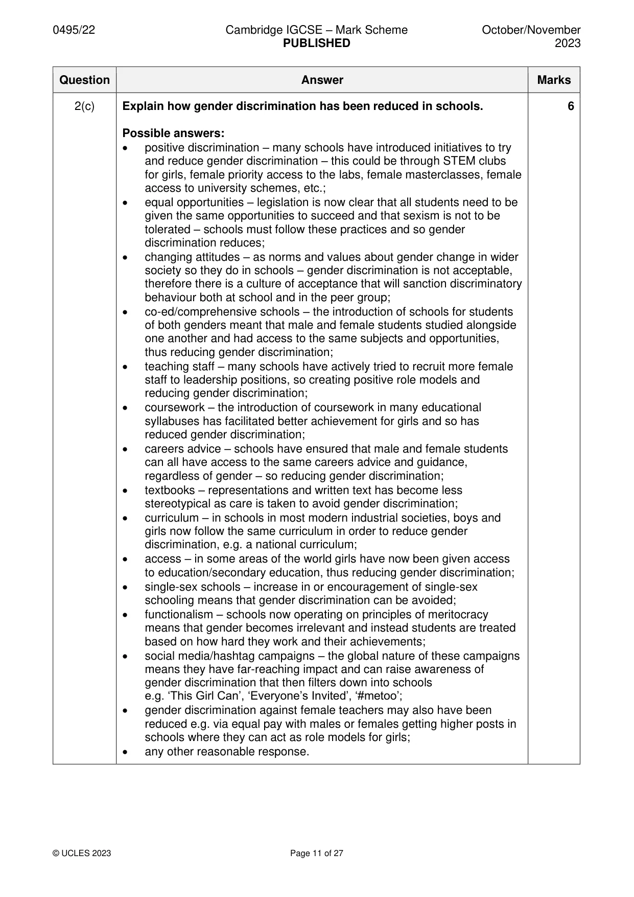 Mark scheme, page 11 of 27