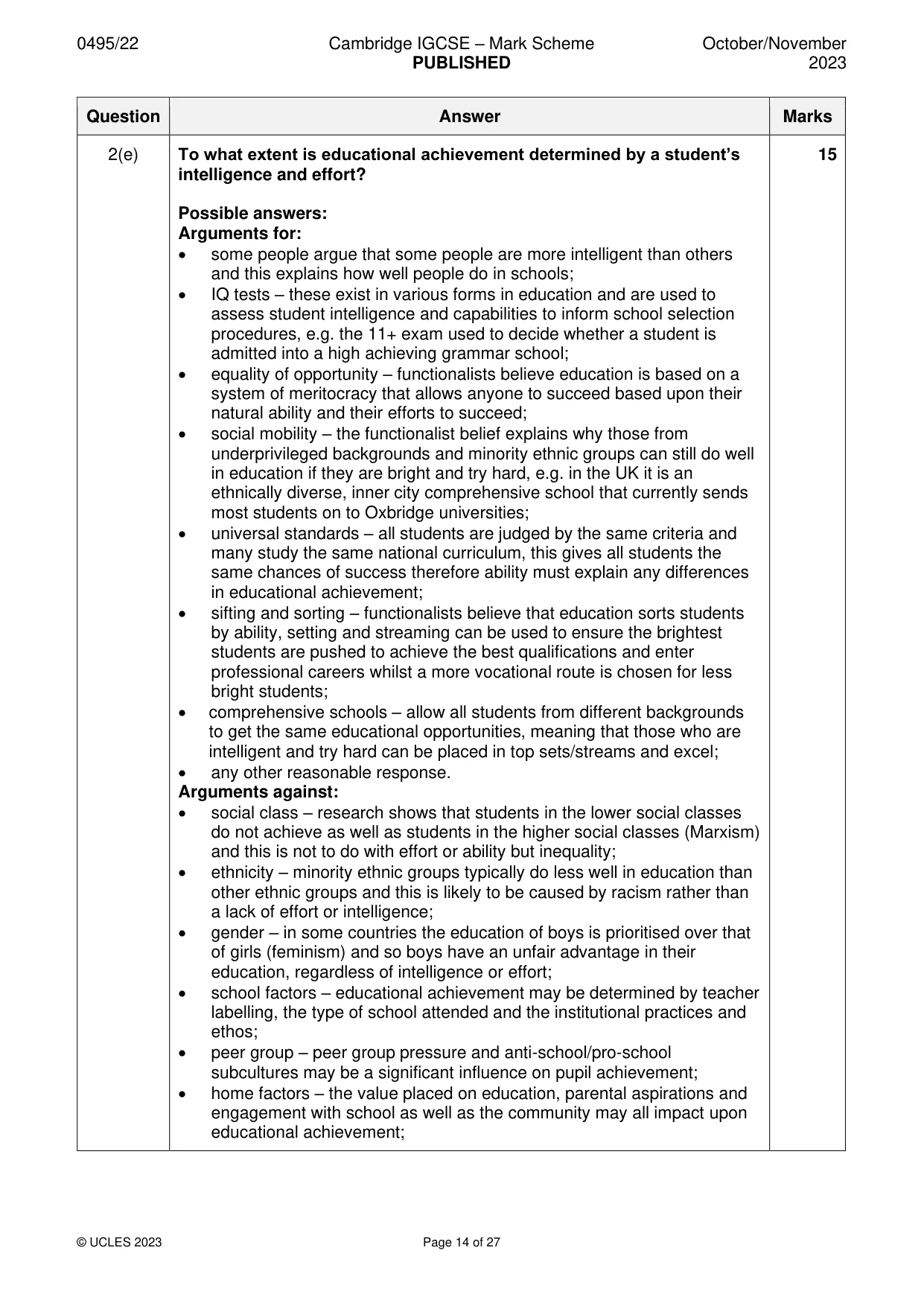 Mark scheme, page 14 of 27