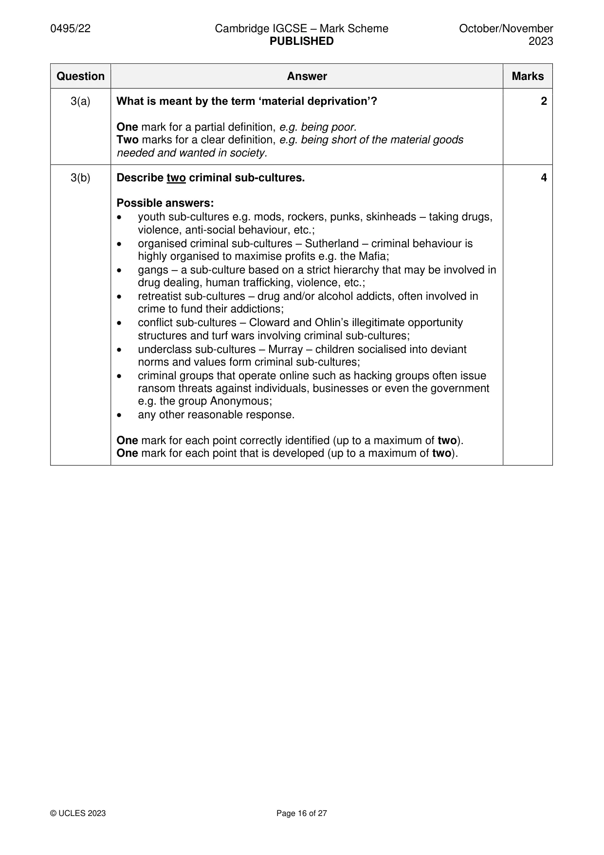 Mark scheme, page 16 of 27