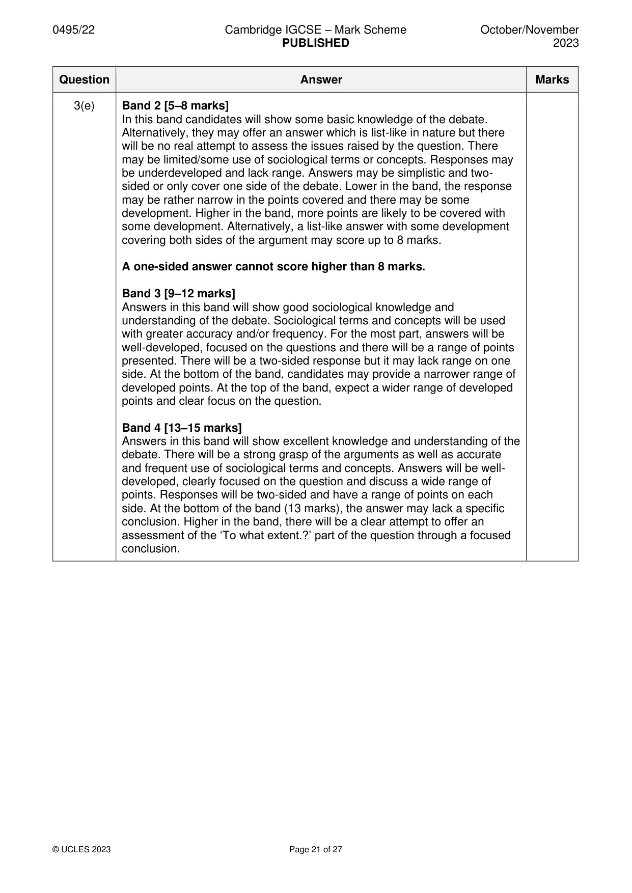Mark scheme, page 21 of 27