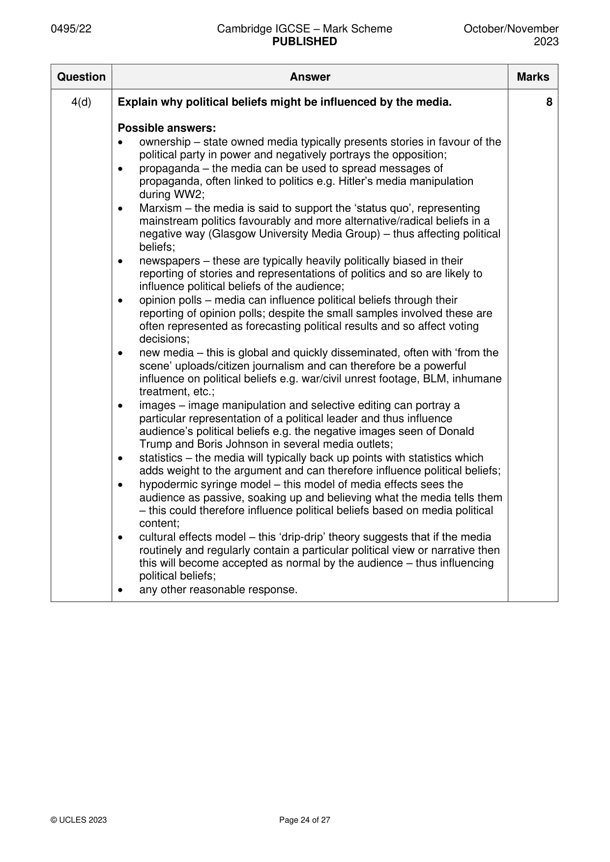 Mark scheme, page 24 of 27