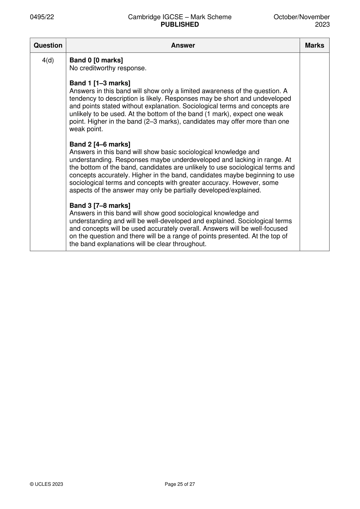 Mark scheme, page 25 of 27