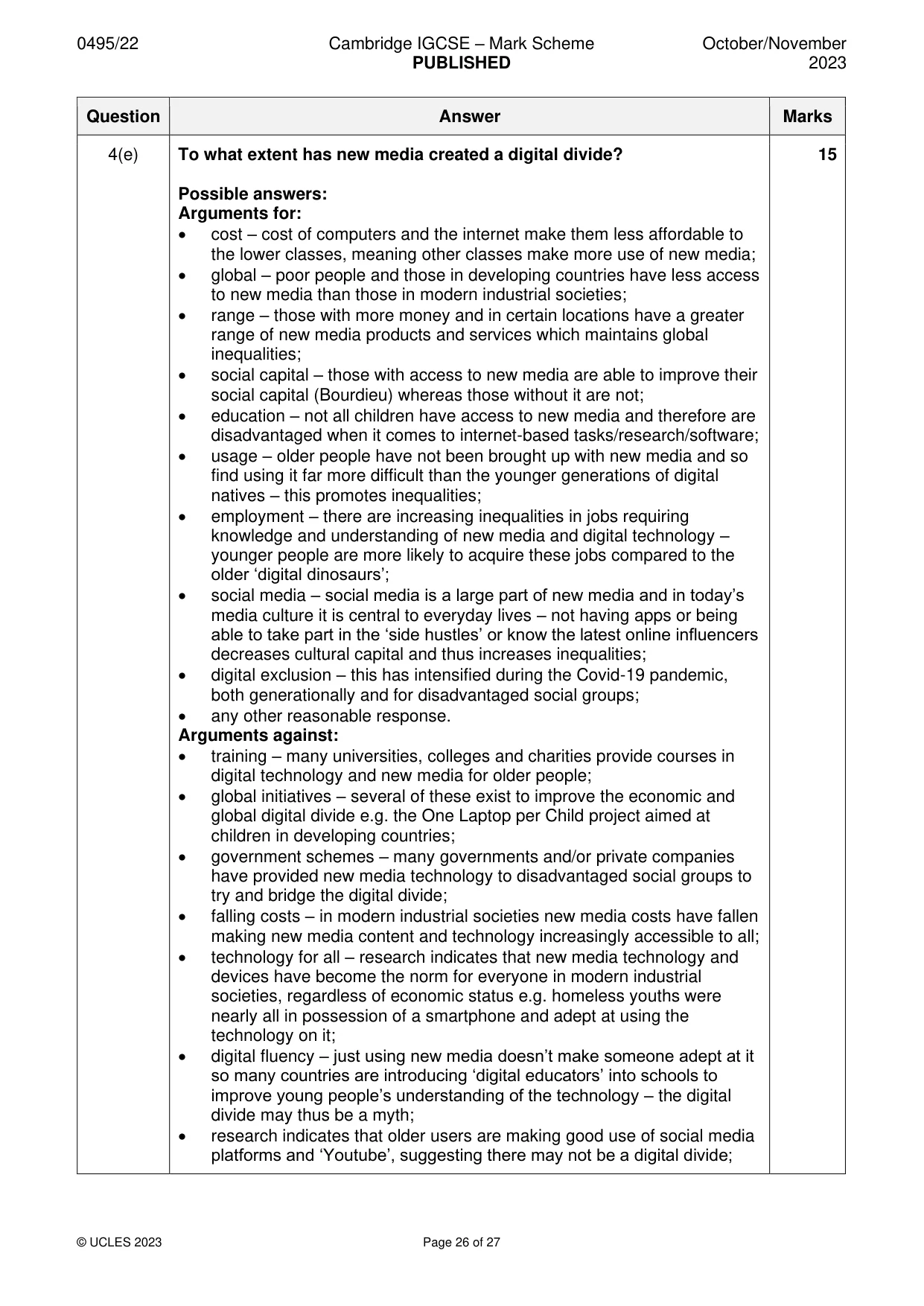 Mark scheme, page 26 of 27