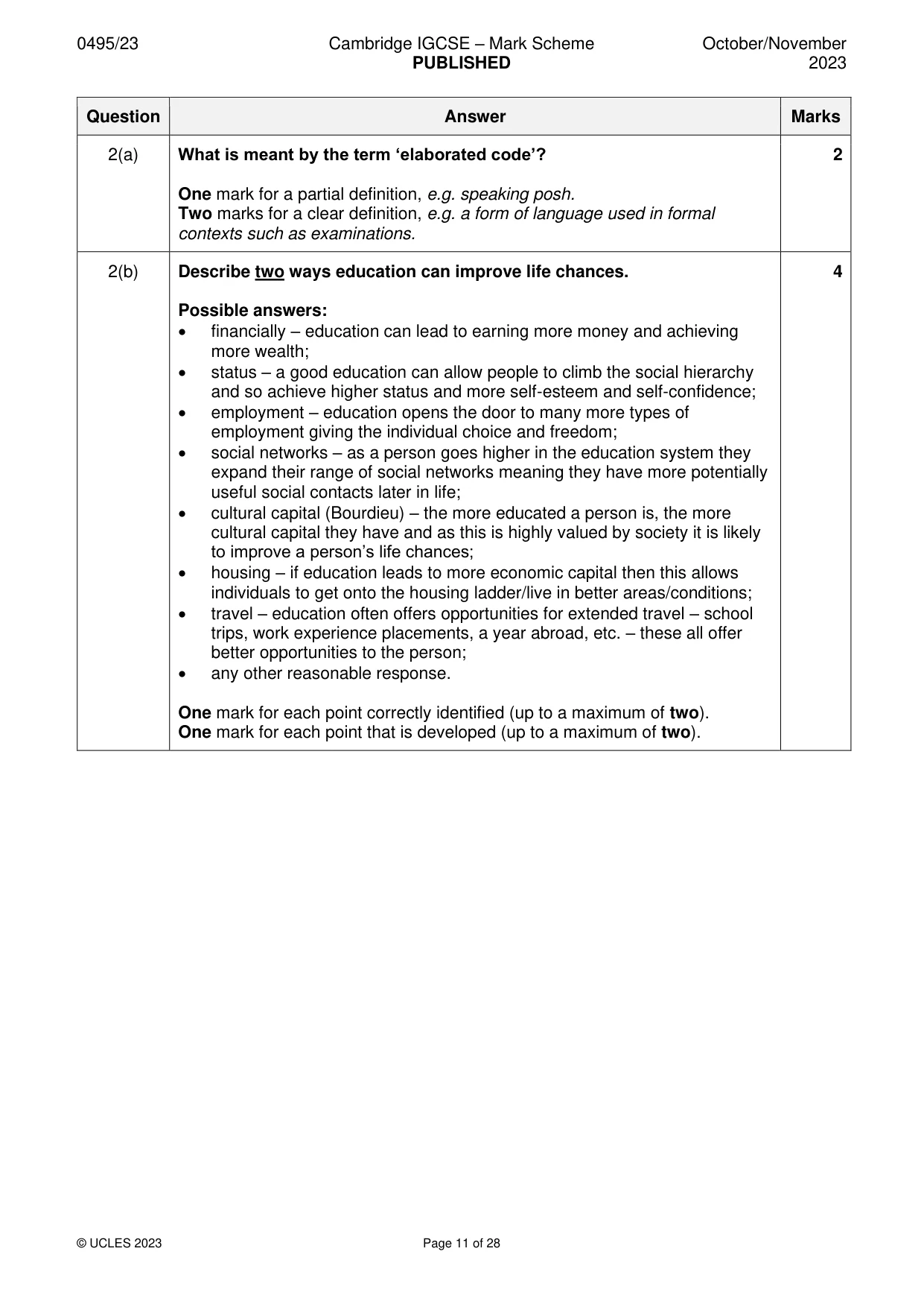 Mark scheme, page 11 of 28