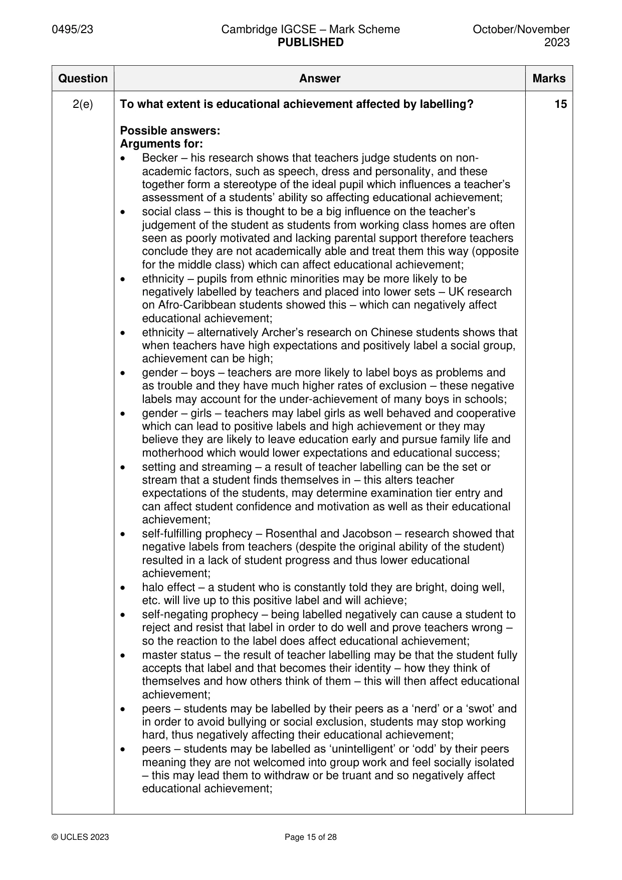 Mark scheme, page 15 of 28