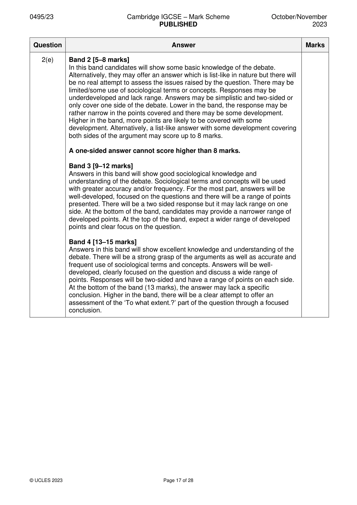 Mark scheme, page 17 of 28
