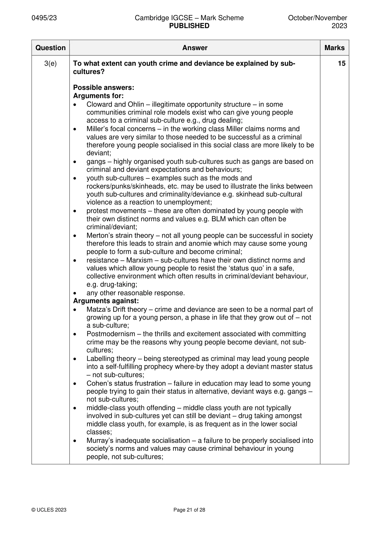 Mark scheme, page 21 of 28